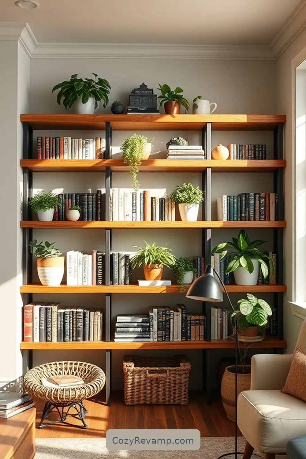 25 Stunning Modern Farmhouse Library Ideas Using Recycled Wood Materials 14 Customizable Open Shelving Units for 25 Stunning Modern Farmhouse Library Ideas Using Recycled Wood Materials