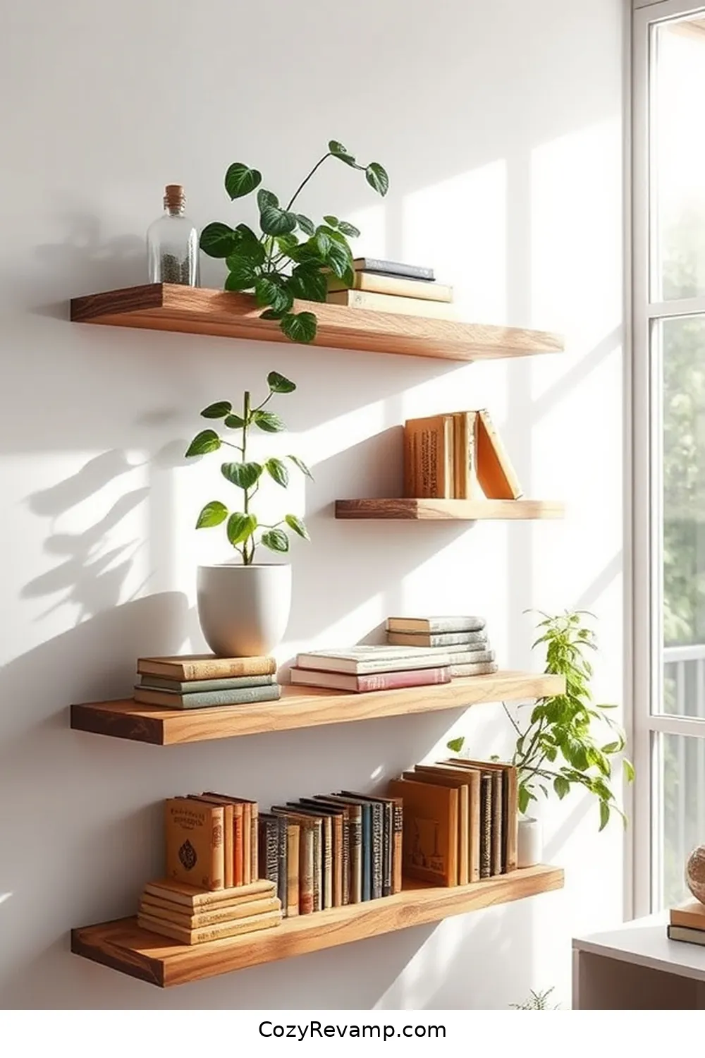 25 Stunning Modern Farmhouse Library Ideas Using Recycled Wood Materials 25 Minimalist Floating Shelves With Reclaimed Wood for 25 Stunning Modern Farmhouse Library Ideas Using Recycled Wood Materials