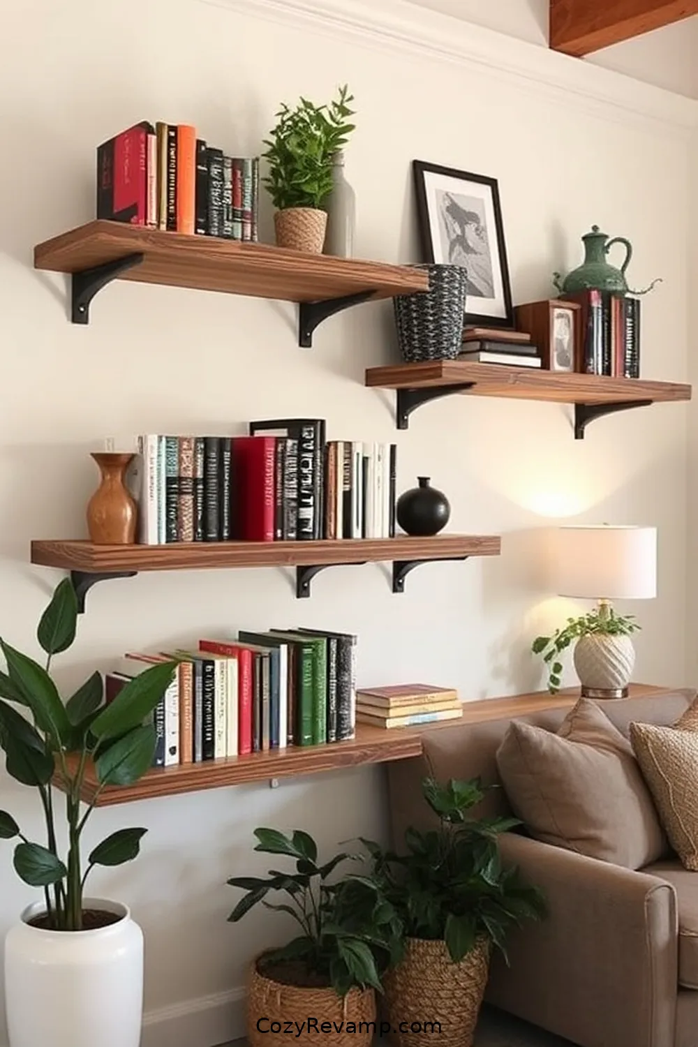 25 Stunning Modern Farmhouse Library Ideas Using Recycled Wood Materials 6 Wall-Mounted Bookshelves for Space-Saving for 25 Stunning Modern Farmhouse Library Ideas Using Recycled Wood Materials