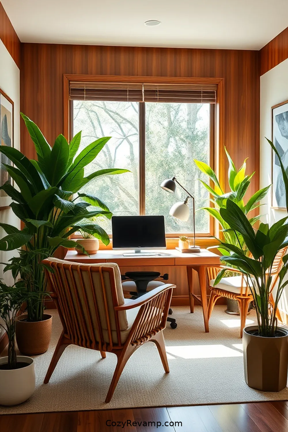 Bamboo Accent Chairs to Enhance Comfort for 25 Ways to Create a Mid-Century Modern Home Office With Bamboo Material