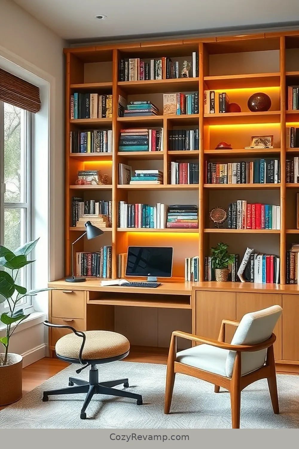 Bamboo Bookcases to Showcase Your Library for 25 Ways to Create a Mid-Century Modern Home Office With Bamboo Material