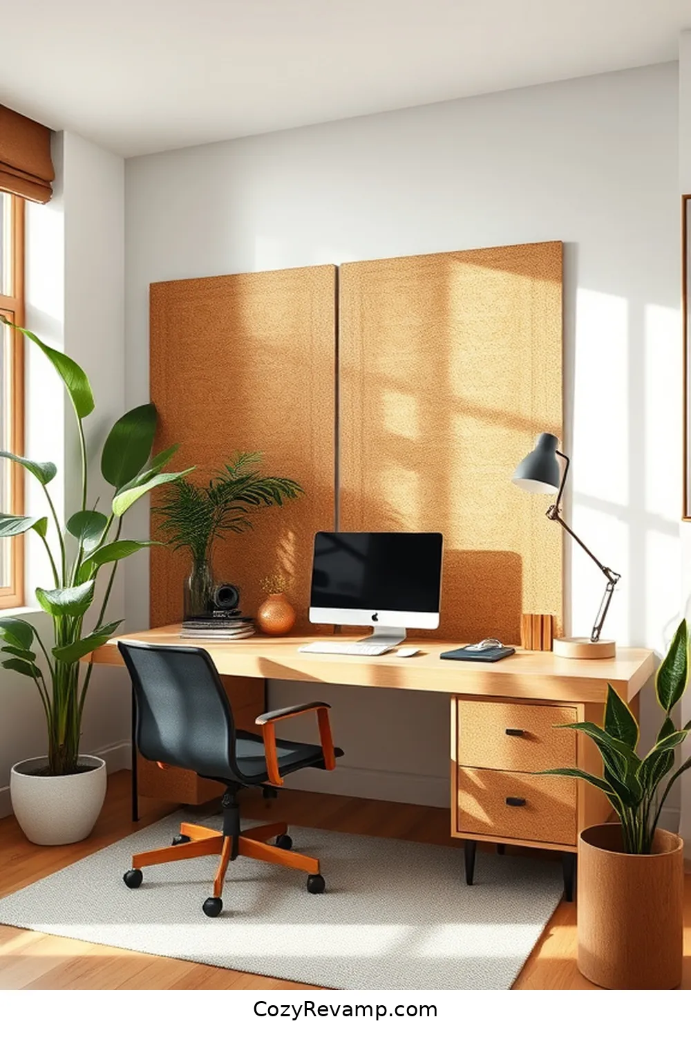 Bamboo Cork Boards for Notes and Ideas for 25 Ways to Create a Mid-Century Modern Home Office With Bamboo Material