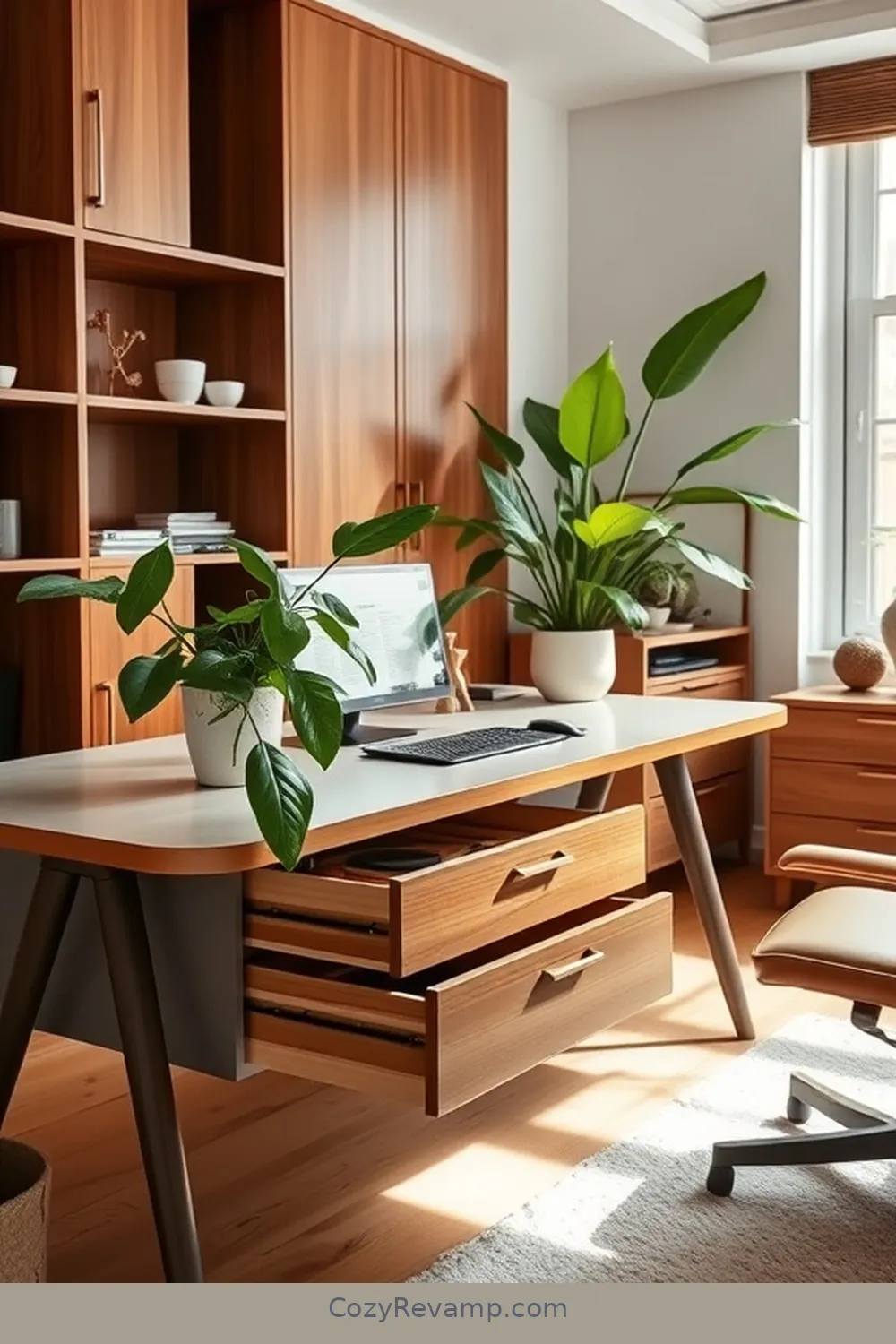 Bamboo Drawer Organizers for Efficiency for 25 Ways to Create a Mid-Century Modern Home Office With Bamboo Material