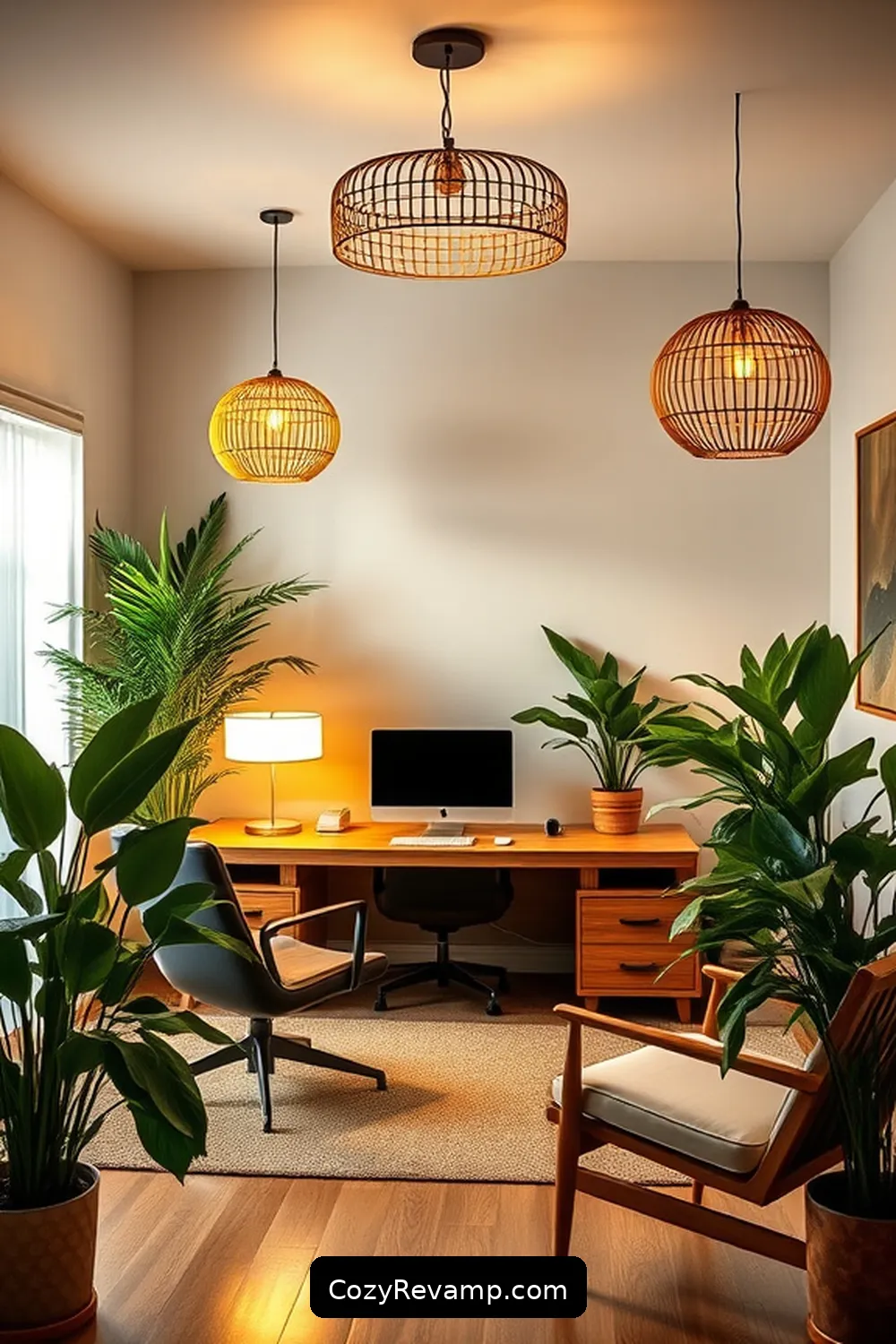Bamboo Lighting Fixtures for a Warm Glow for 25 Ways to Create a Mid-Century Modern Home Office With Bamboo Material