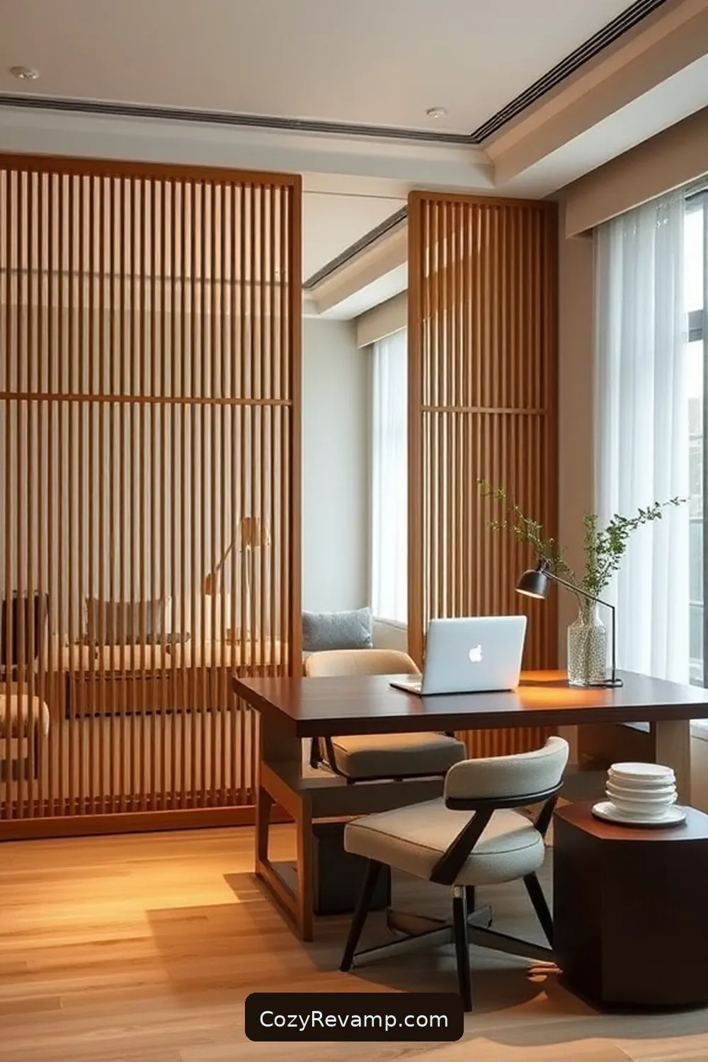 Bamboo Office Partitions for Privacy for 25 Ways to Create a Mid-Century Modern Home Office With Bamboo Material