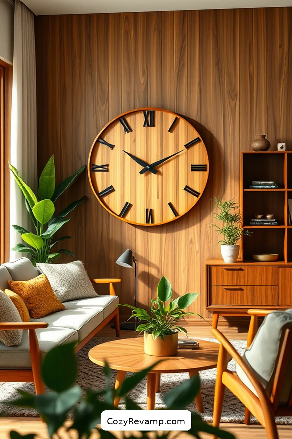 Bamboo Wall Clocks for Functional Decor for 25 Ways to Create a Mid-Century Modern Home Office With Bamboo Material