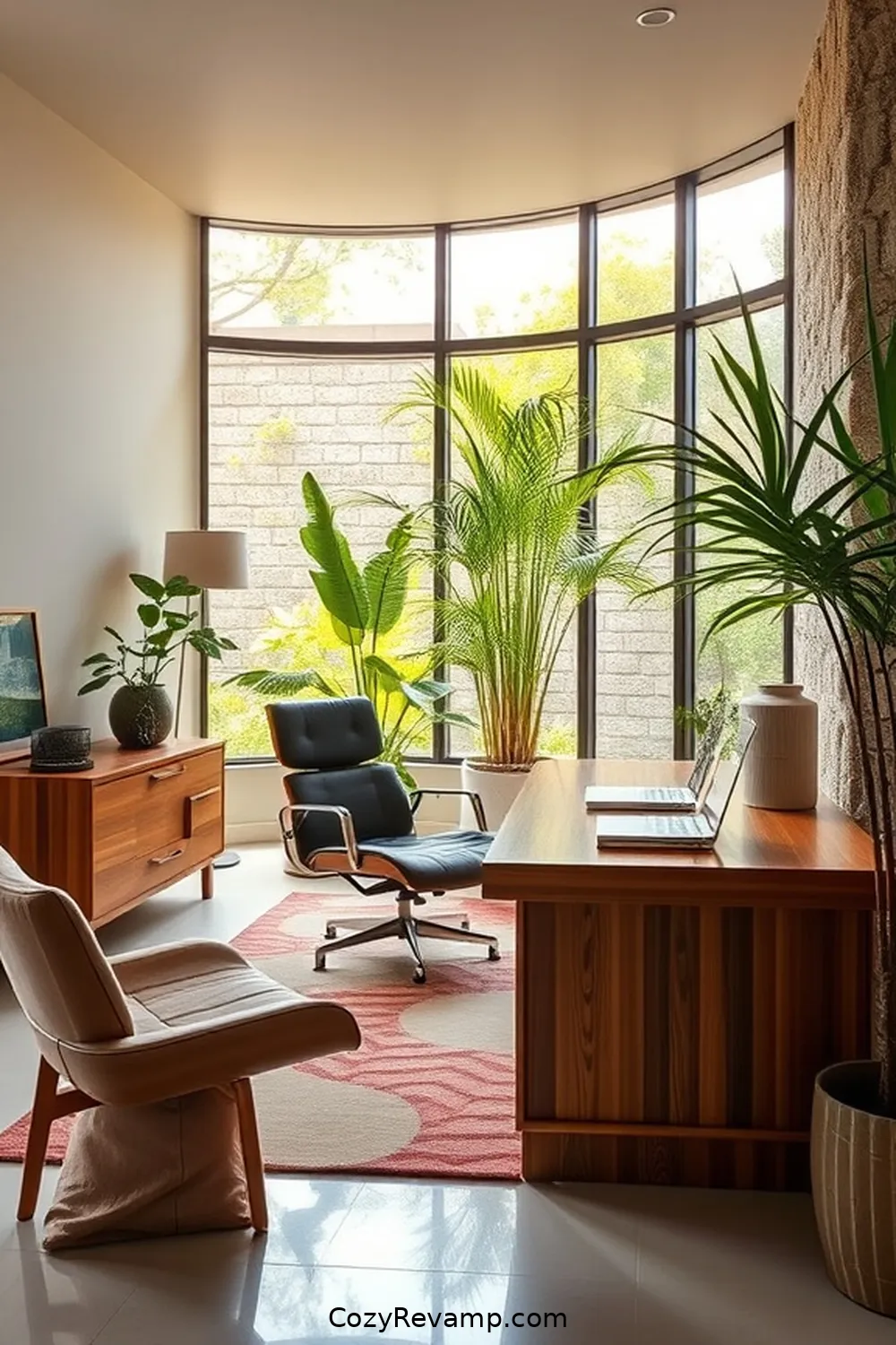 Mixing Bamboo With Other Natural Materials for 25 Ways to Create a Mid-Century Modern Home Office With Bamboo Material