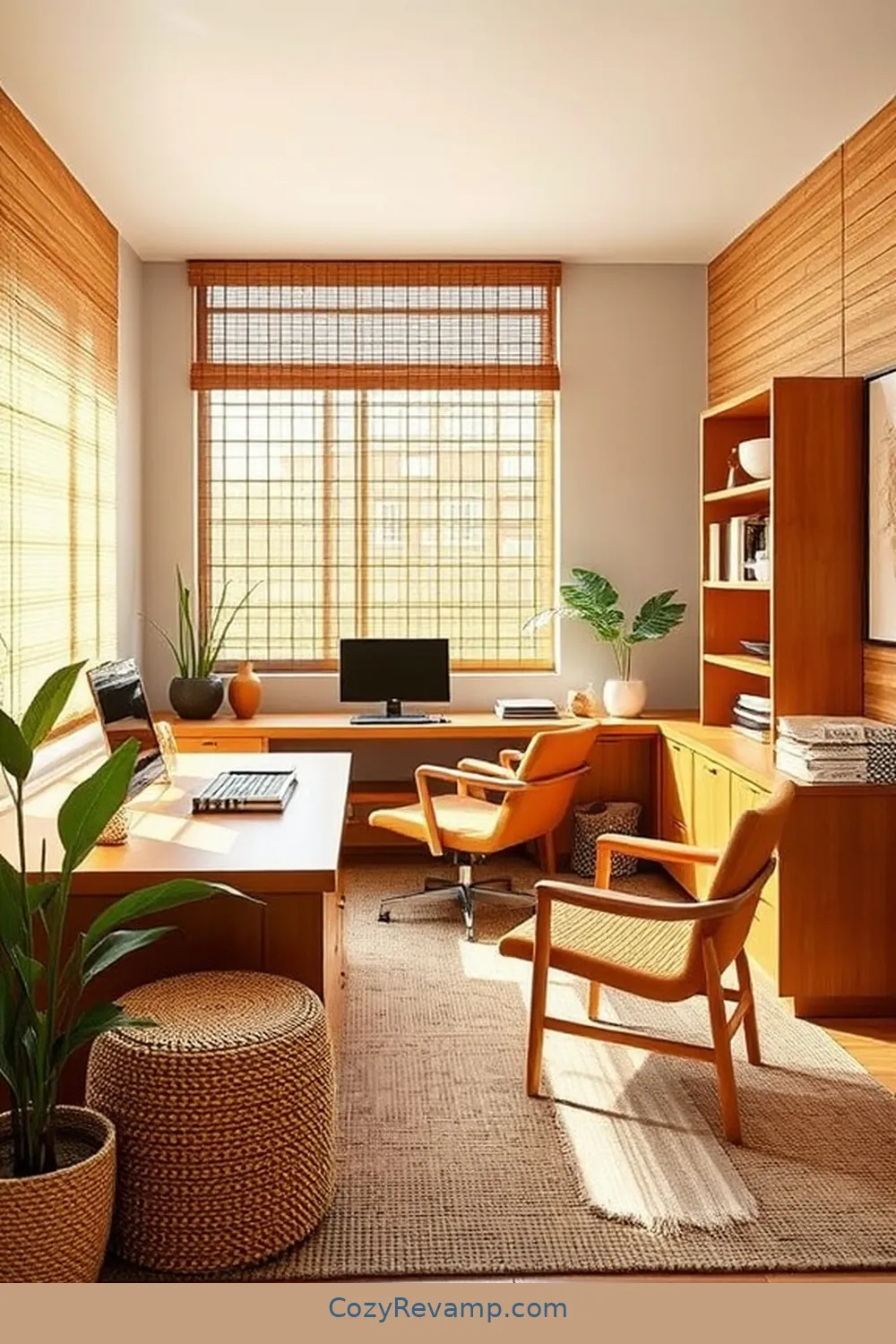 Using Bamboo in Your Color Palette for 25 Ways to Create a Mid-Century Modern Home Office With Bamboo Material