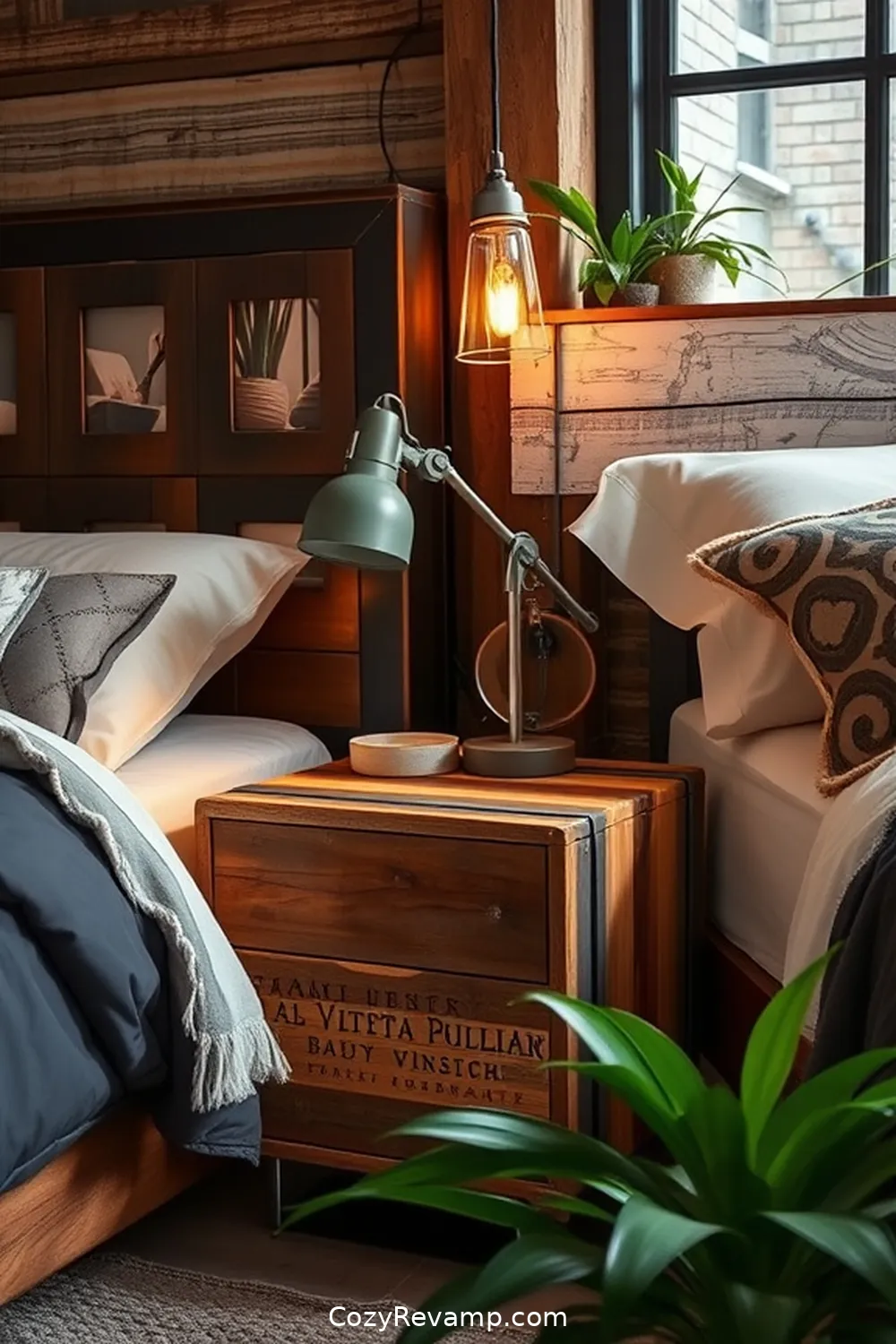 25 Ways to Create an Industrial Bedroom Using Reclaimed Materials 5 Industrial-Style Nightstands for 25 Ways to Create an Industrial Bedroom Using Reclaimed Materials