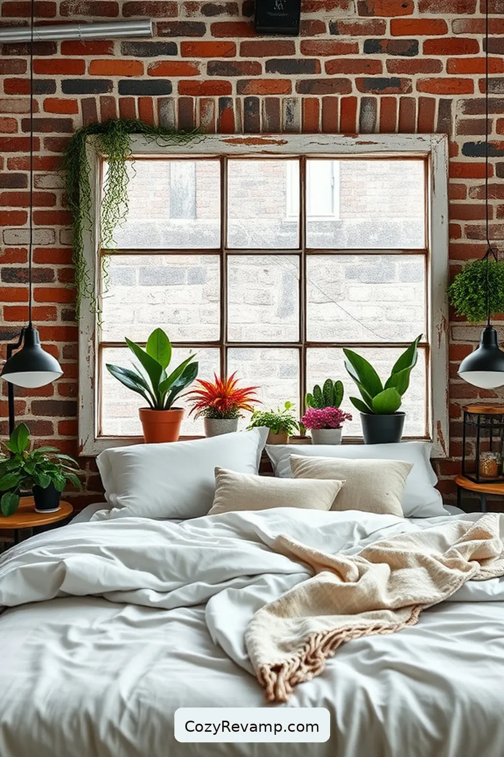 25 Ways to Create an Industrial Bedroom Using Reclaimed Materials 13 Old Window Frame Artwork for 25 Ways to Create an Industrial Bedroom Using Reclaimed Materials