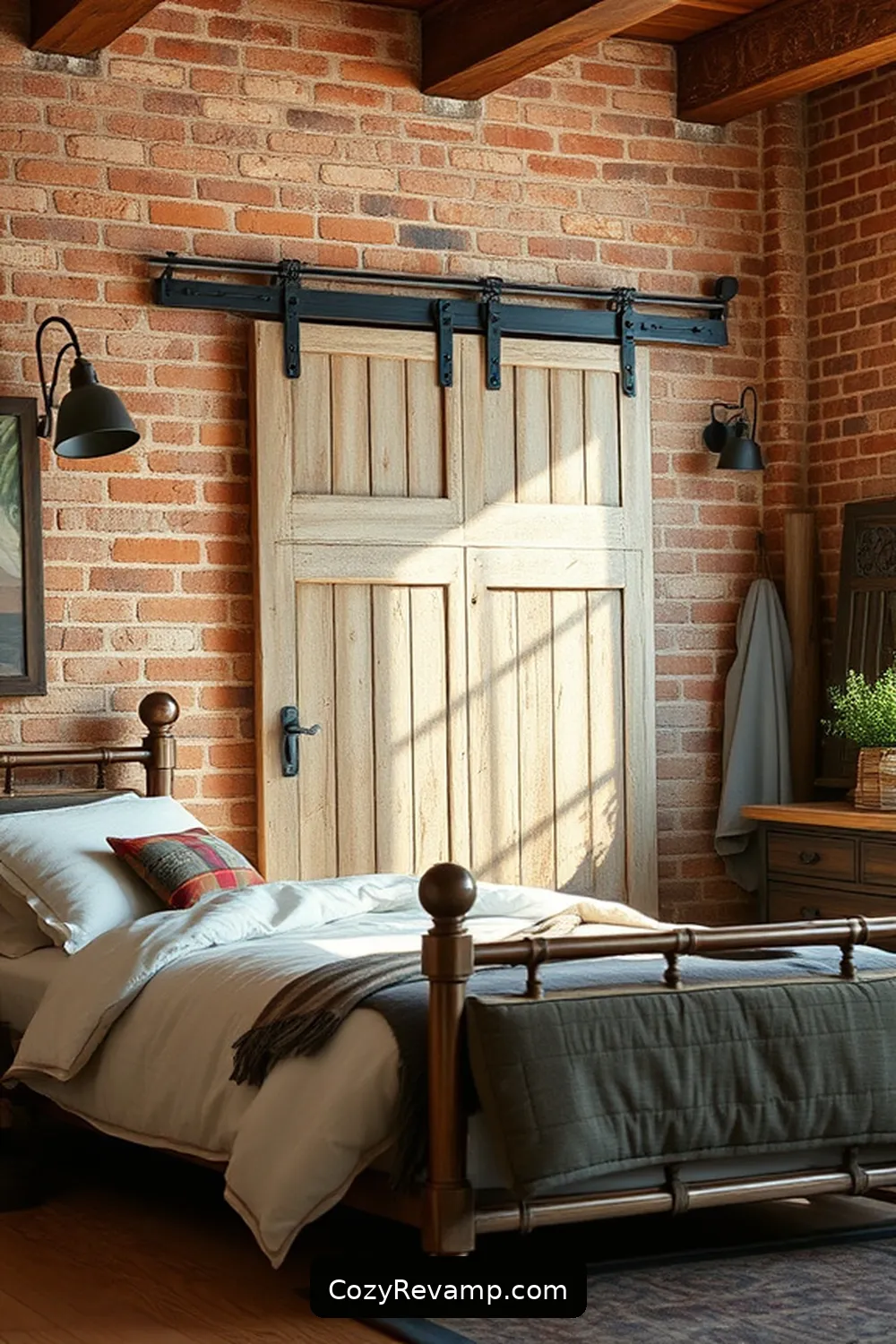 25 Ways to Create an Industrial Bedroom Using Reclaimed Materials 18 Reclaimed Barn Door for 25 Ways to Create an Industrial Bedroom Using Reclaimed Materials