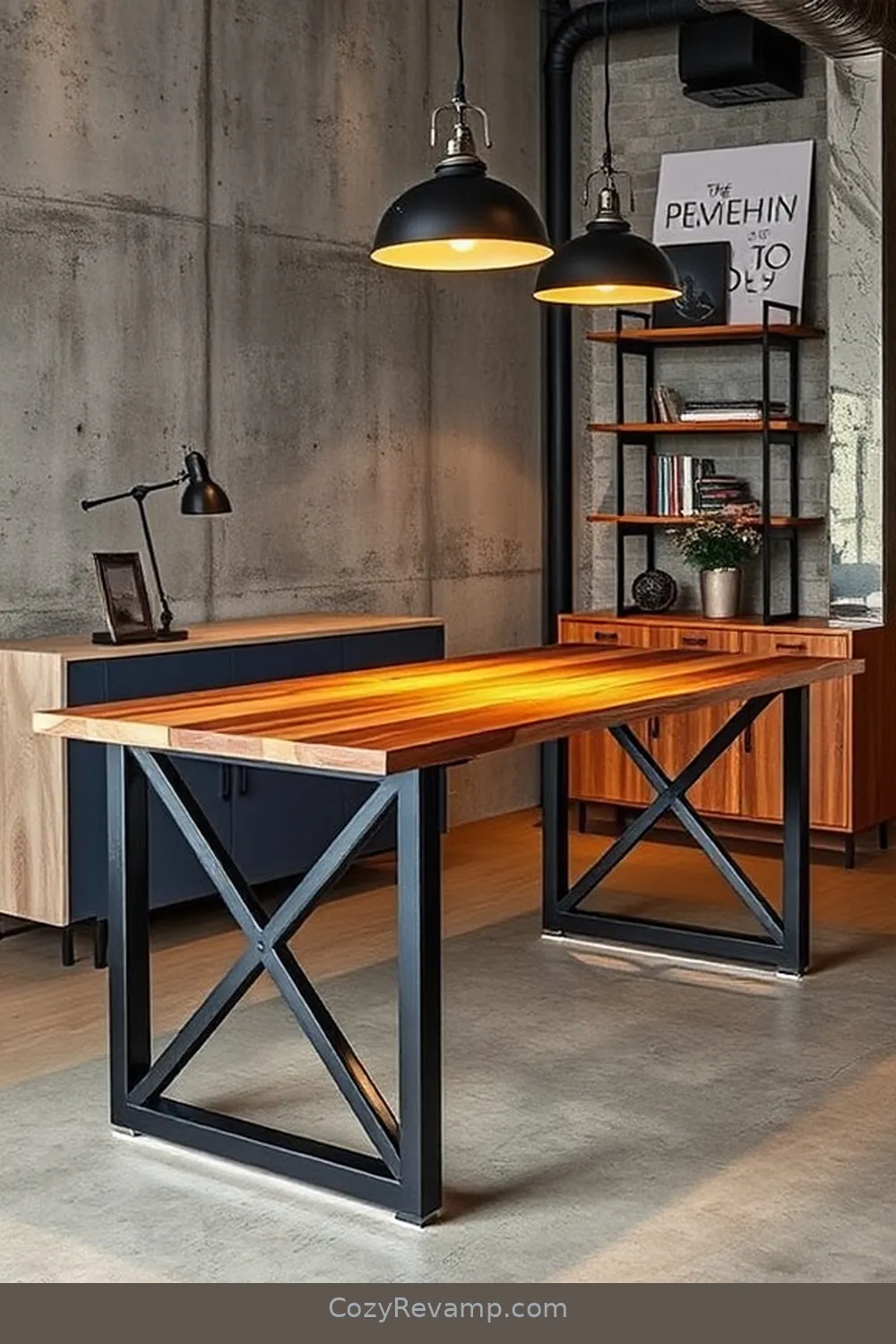 25 Ways to Create an Industrial Bedroom Using Reclaimed Materials 11 Steel and Wood Desk for 25 Ways to Create an Industrial Bedroom Using Reclaimed Materials