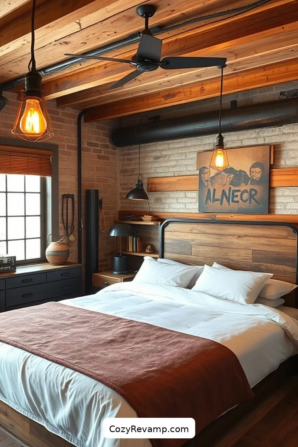25 Ways to Create an Industrial Bedroom Using Reclaimed Materials 16 Vintage Light Fixtures for 25 Ways to Create an Industrial Bedroom Using Reclaimed Materials