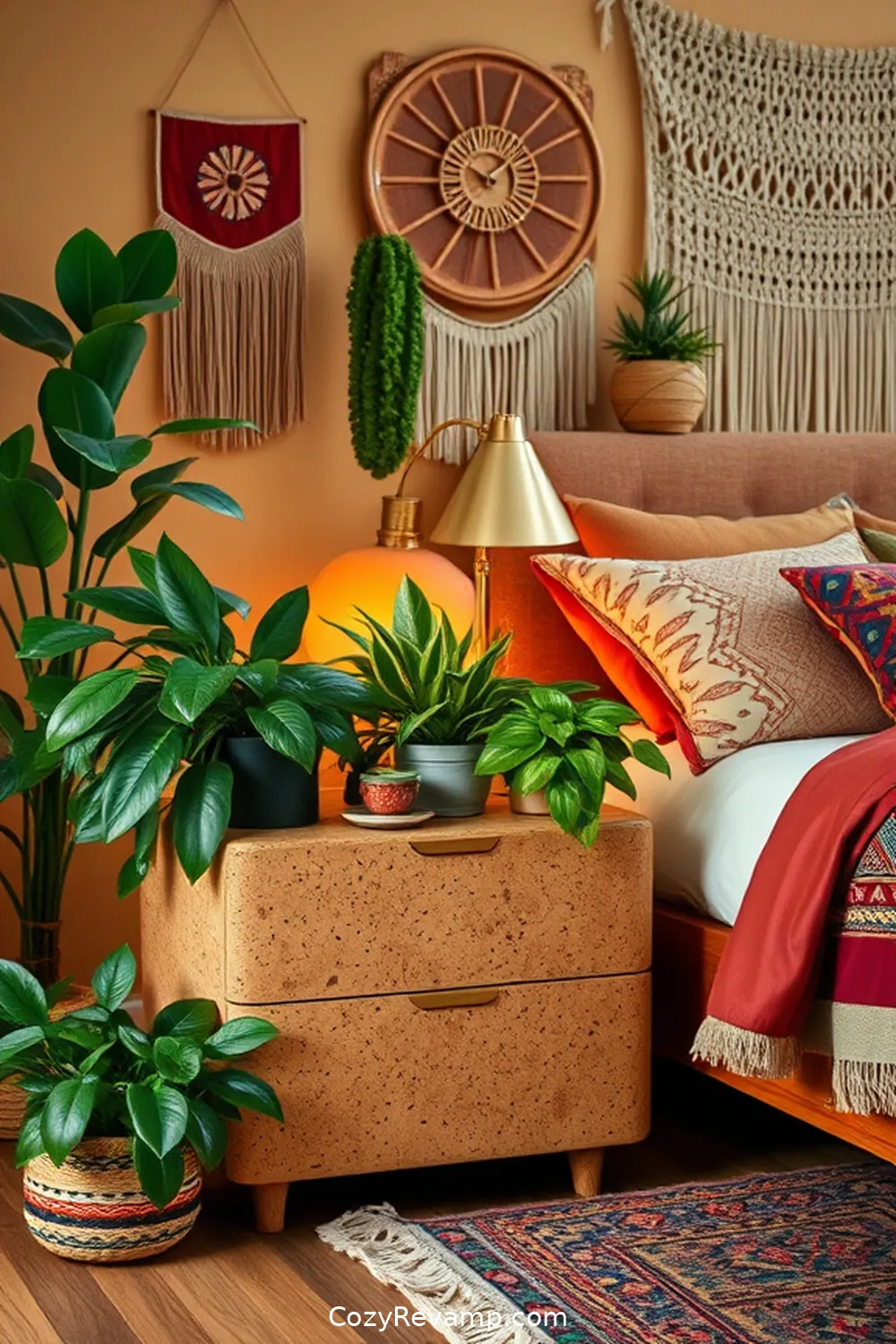 25 Ways to Incorporate Cork Material in Your Bohemian Bedroom 21 Cork Nightstand for Boho Charm for 25 Ways to Incorporate Cork Material in Your Bohemian Bedroom