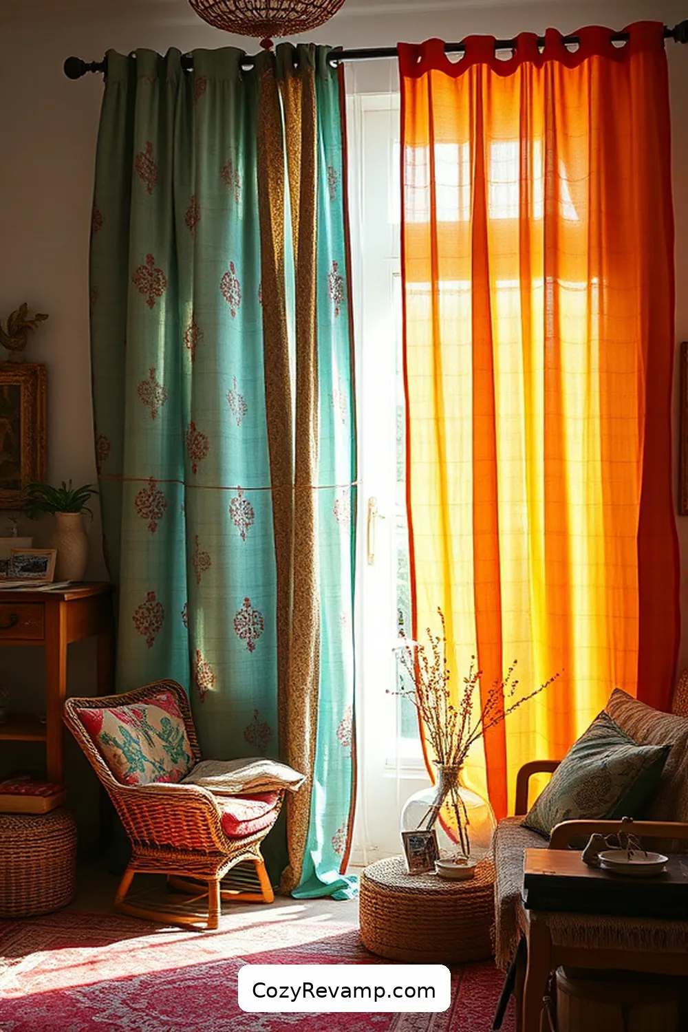 Crafting a Bohemian Living Room With Upcycled Fabric Material 10 DIY Fabric Curtains for a Cozy Feel for Crafting a Bohemian Living Room With Upcycled Fabric Material