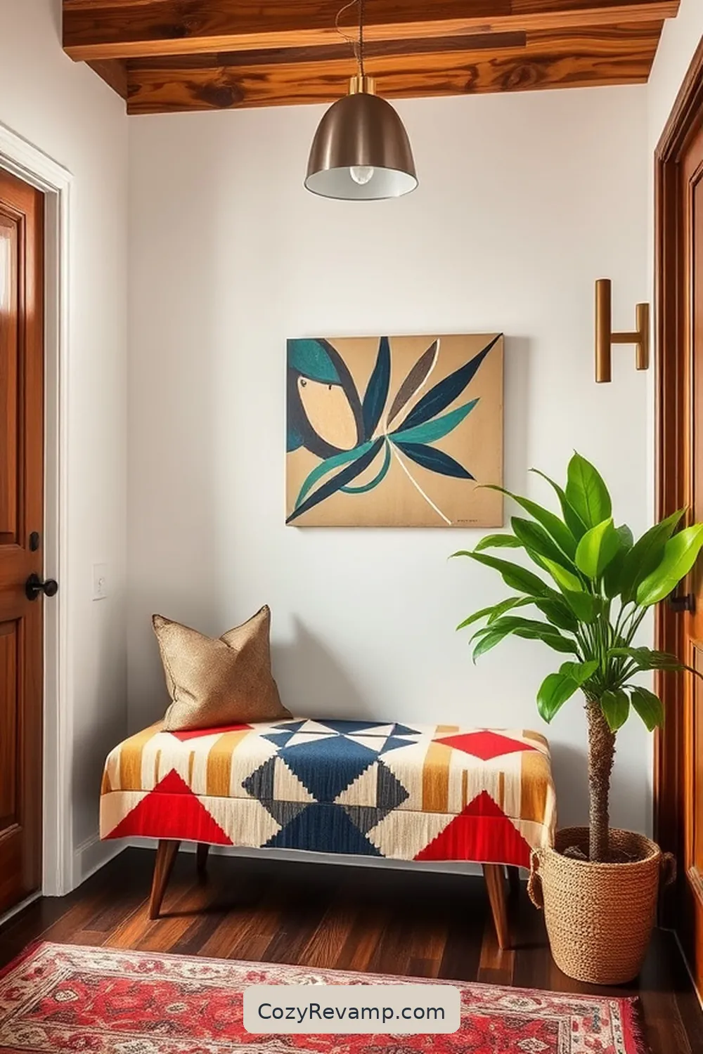 Creating a Statement Entryway Bench for Crafting a Mid-Century Modern Entryway With Upcycled Fabric Material