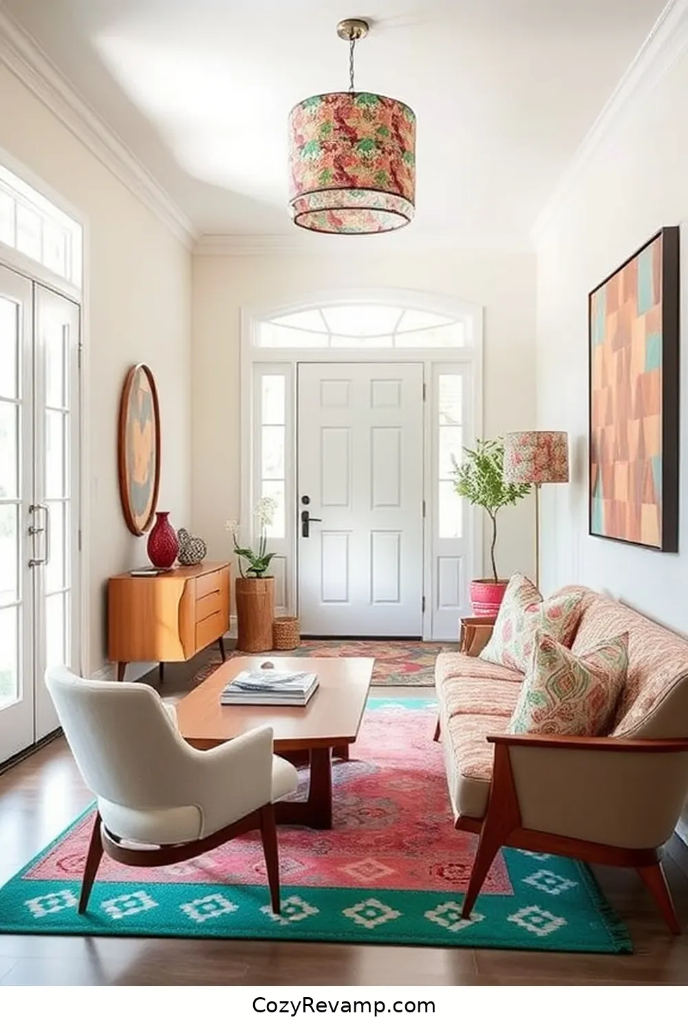 DIY Fabric-Covered Accessories for a Personalized Touch for Crafting a Mid-Century Modern Entryway With Upcycled Fabric Material