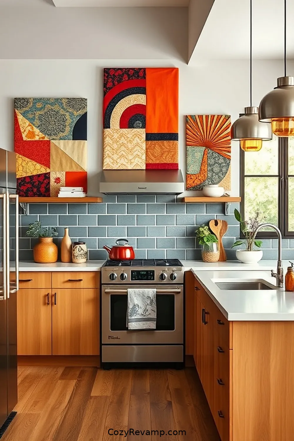 Crafting a Mid-Century Modern Kitchen With Upcycled Fabric Materials: DIY Tips 5 Creating Fabric Wall Art for Crafting a Mid-Century Modern Kitchen With Upcycled Fabric Materials: DIY Tips