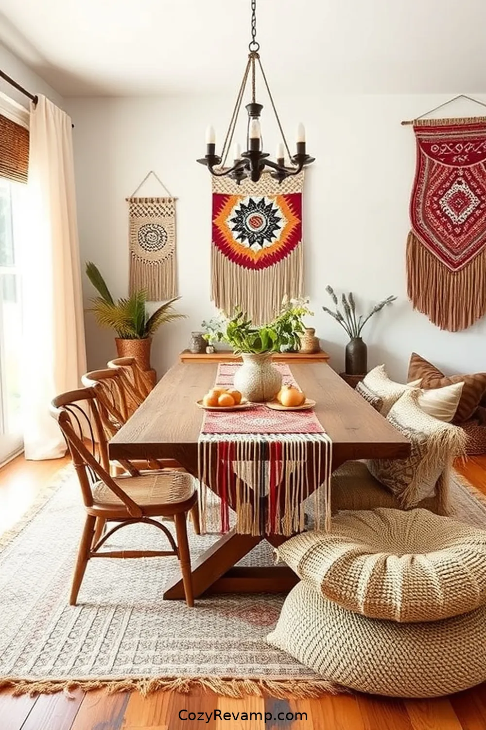 Incorporating Woven Textiles for Create a Bohemian Dining Room With Natural Fibers