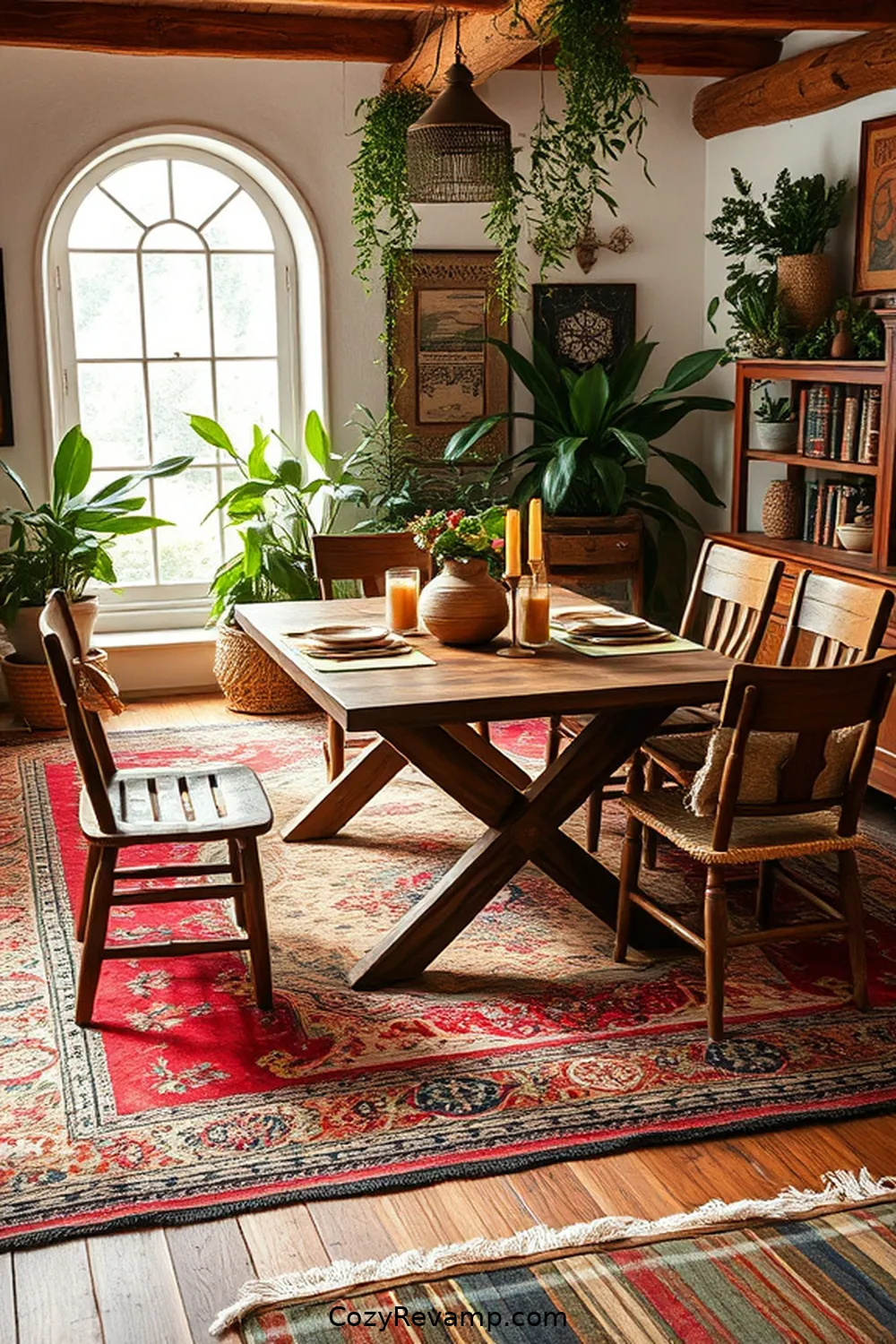 Layering Rugs for Texture for Create a Bohemian Dining Room With Natural Fibers