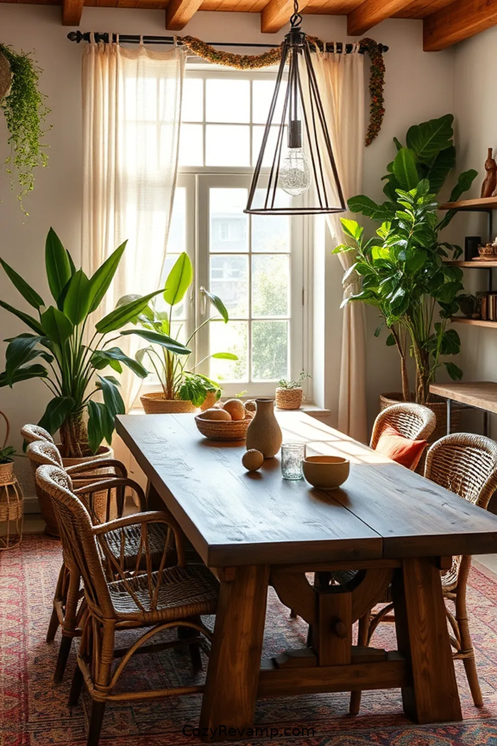 Selecting a Dining Table for Create a Bohemian Dining Room With Natural Fibers