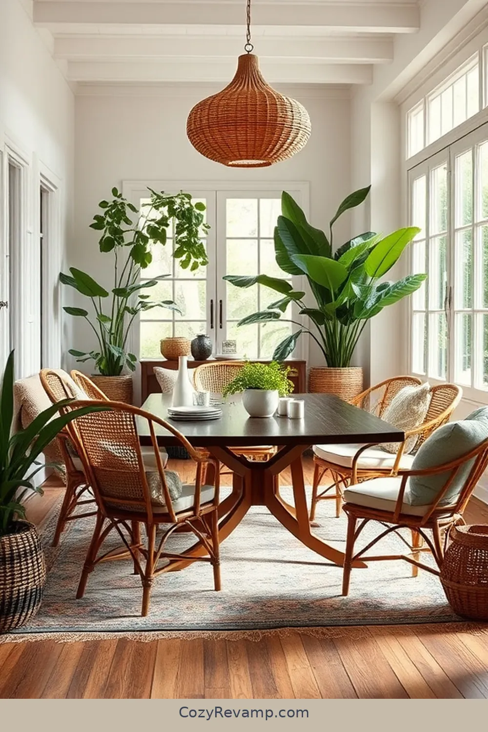 Utilizing Rattan and Wicker Accents for Create a Bohemian Dining Room With Natural Fibers