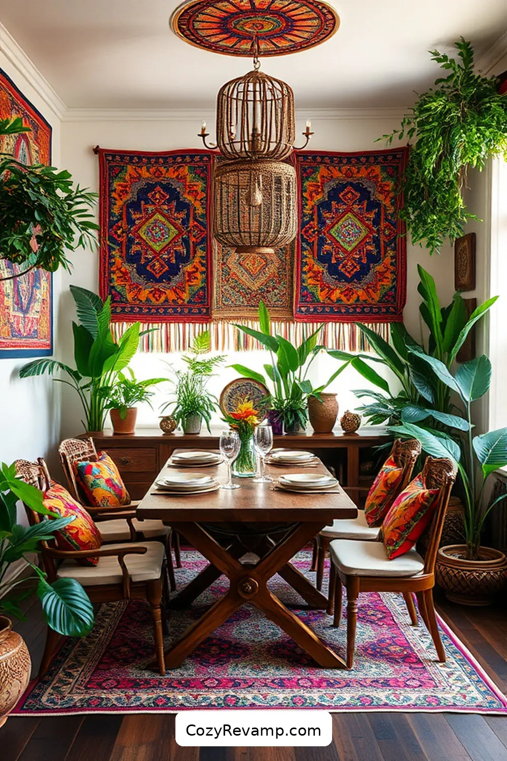 Create a Bohemian Dining Room With Upcycled Fabrics 5 Creating Fabric Wall Hangings for Create a Bohemian Dining Room With Upcycled Fabrics