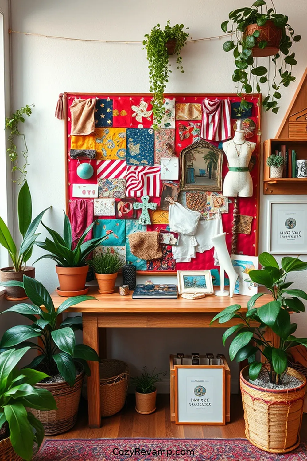 Create a Bohemian Home Office With Upcycled Fabric Materials 6 Creating a Fabric Pinboard for Inspiration for Create a Bohemian Home Office With Upcycled Fabric Materials