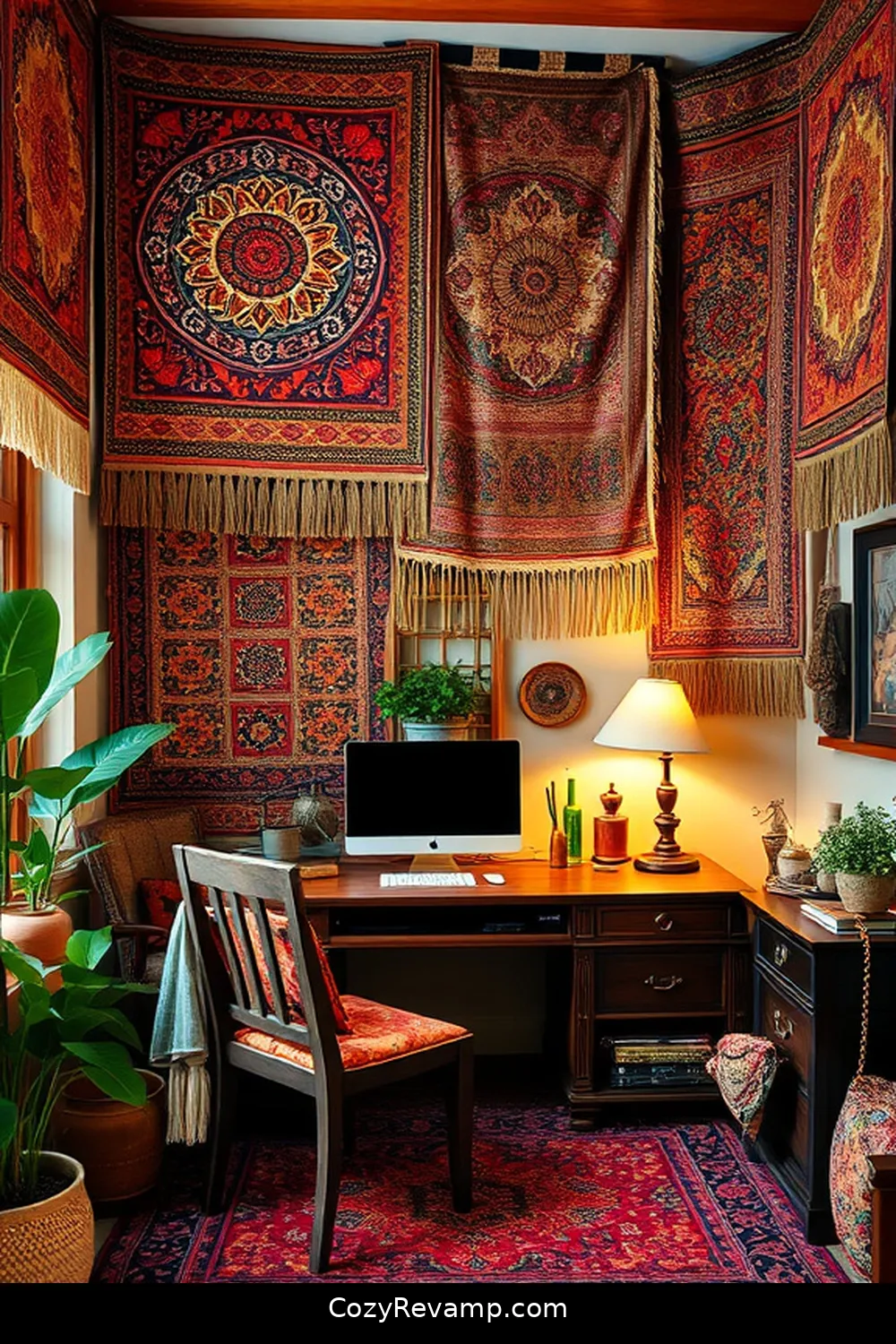 Create a Bohemian Home Office With Upcycled Fabric Materials 7 Making a Statement With Fabric Wall Hangings for Create a Bohemian Home Office With Upcycled Fabric Materials