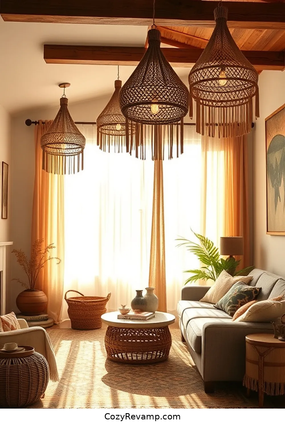 Lighting Options for a Bohemian Feel for Create a Bohemian Living Room With Natural Fiber Materials