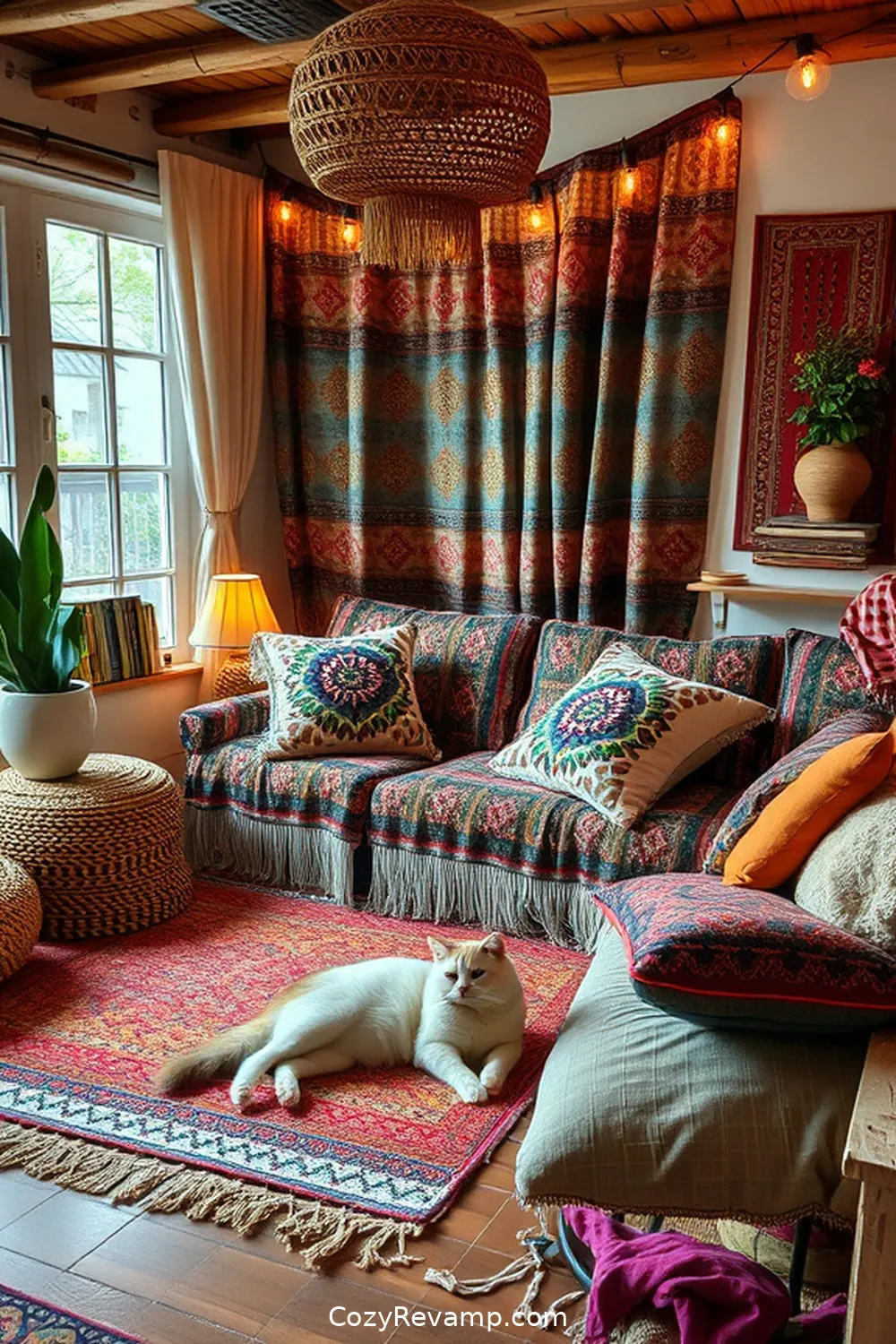 Create a Bohemian Living Room With Solar-Powered Lights 6 Layering Textures and Patterns for Create a Bohemian Living Room With Solar-Powered Lights