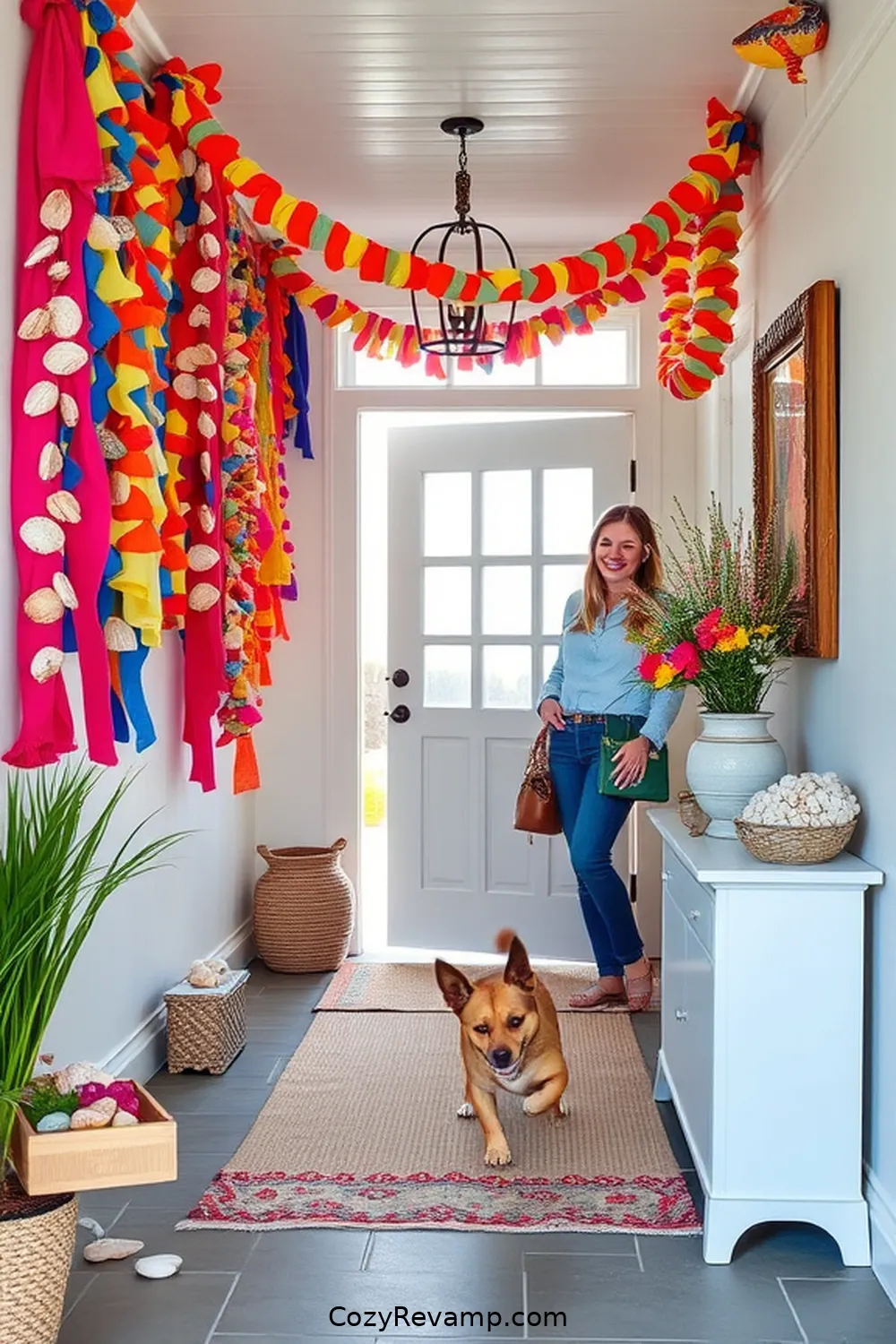 Fabric Garlands to Add a Touch of Whimsy for Create a Coastal Entryway With Upcycled Fabric Materials