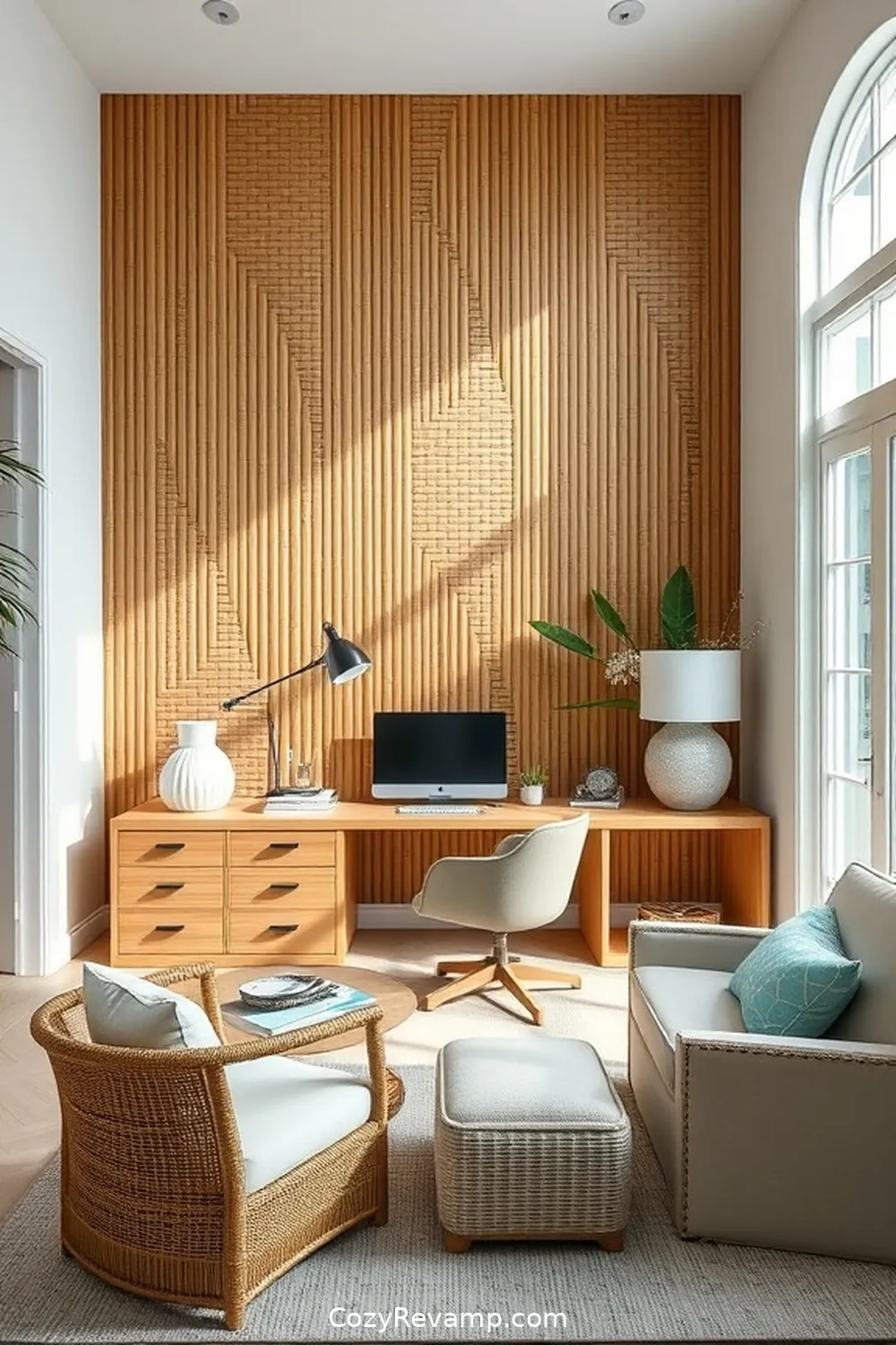 Create a Coastal Home Office With Bamboo Materials 7 Accent Walls With Bamboo Panels for Create a Coastal Home Office With Bamboo Materials