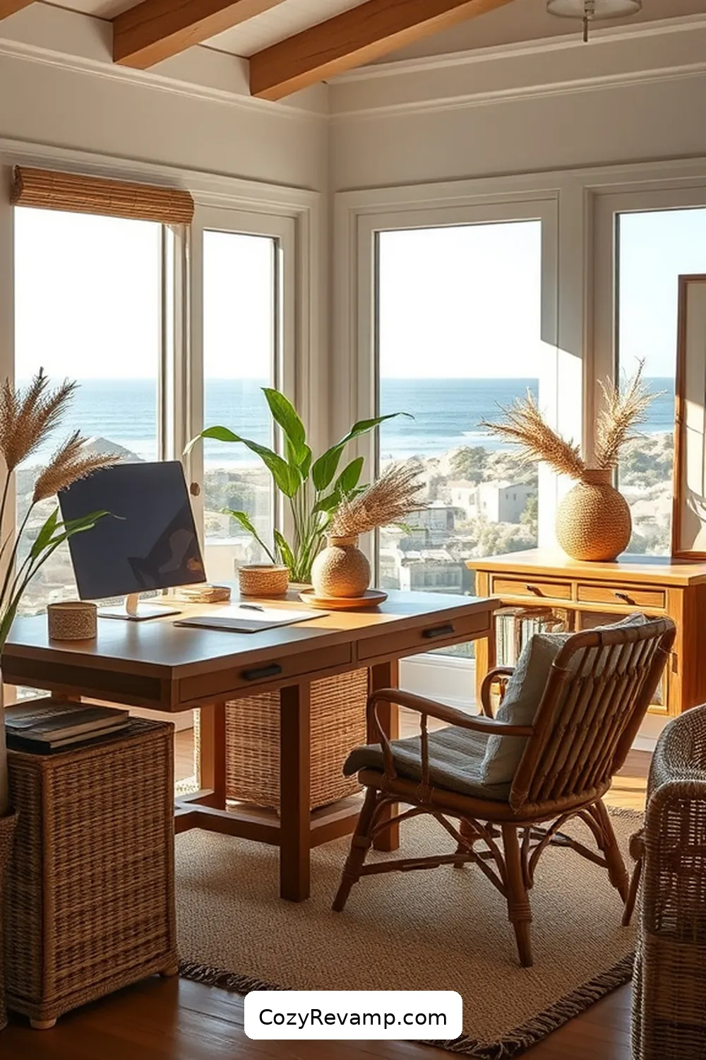 Create a Coastal Home Office With Bamboo Materials 14 Adding Textures: Mixing Bamboo With Other Materials for Create a Coastal Home Office With Bamboo Materials