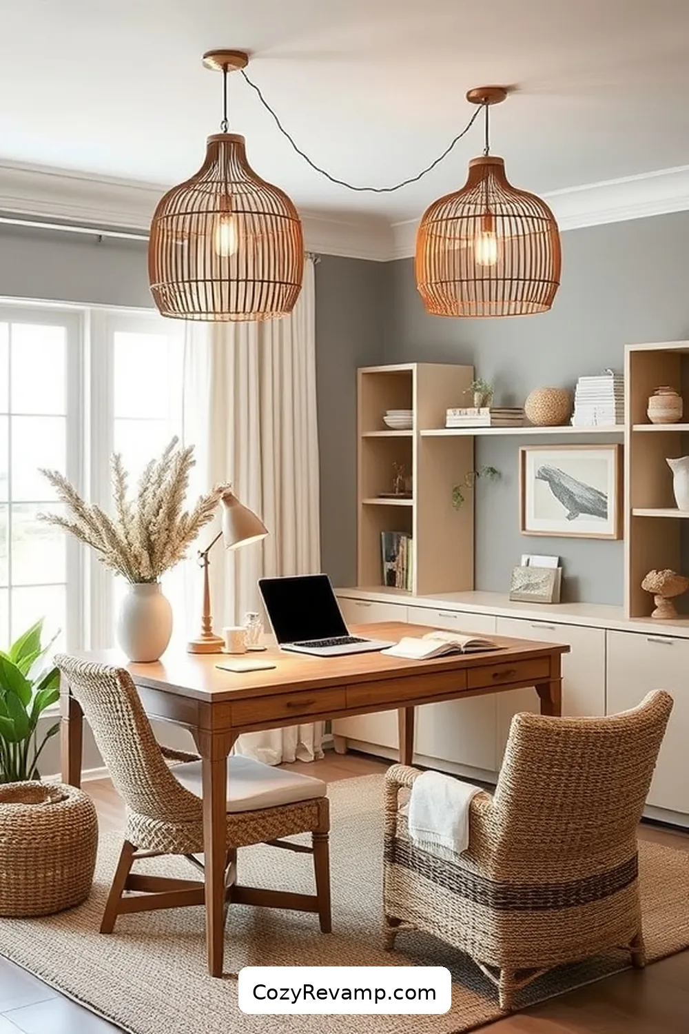 Create a Coastal Home Office With Bamboo Materials 8 Bamboo Lighting Fixtures for a Warm Glow for Create a Coastal Home Office With Bamboo Materials