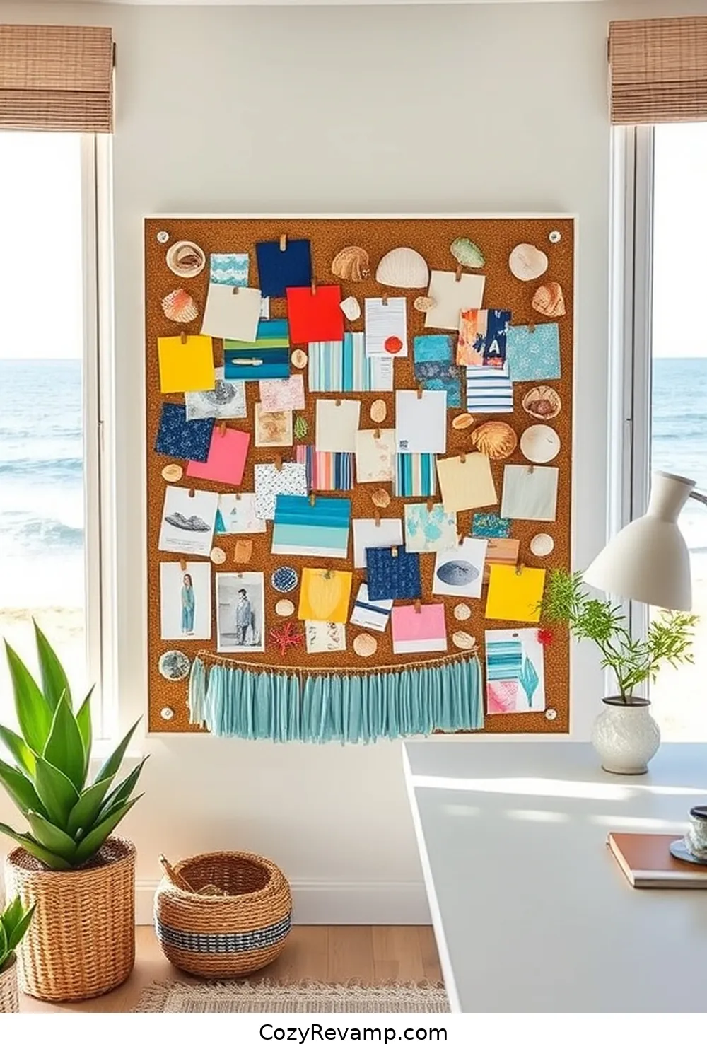 Creating a Coastal-Inspired Pinboard for Create a Coastal Home Office With Upcycled Fabric Materials
