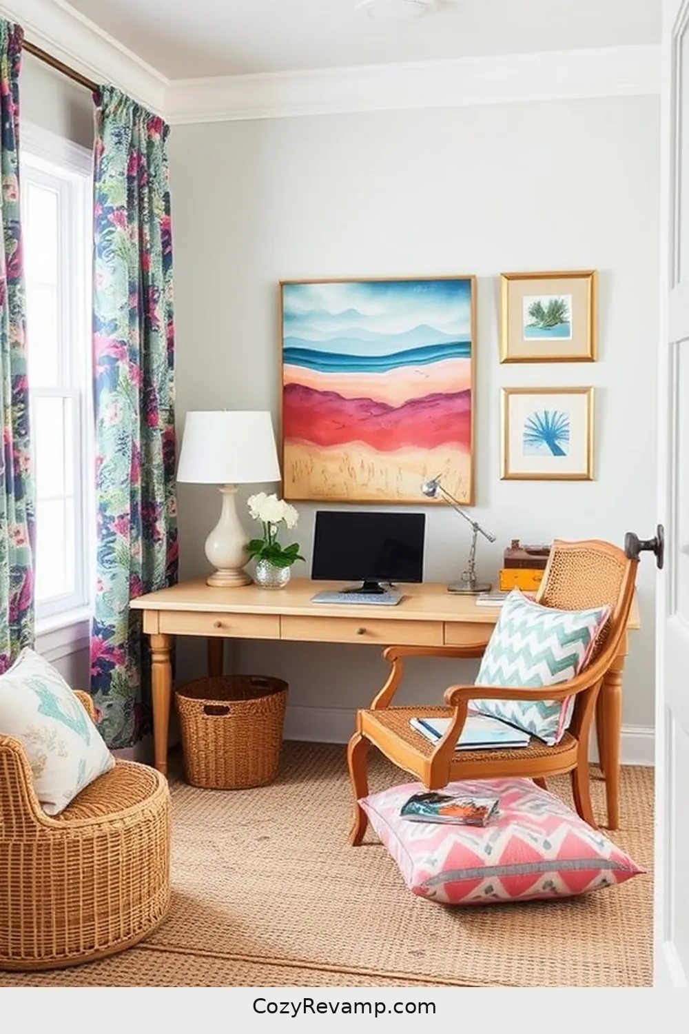 Personalizing Your Workspace With Fabric for Create a Coastal Home Office With Upcycled Fabric Materials