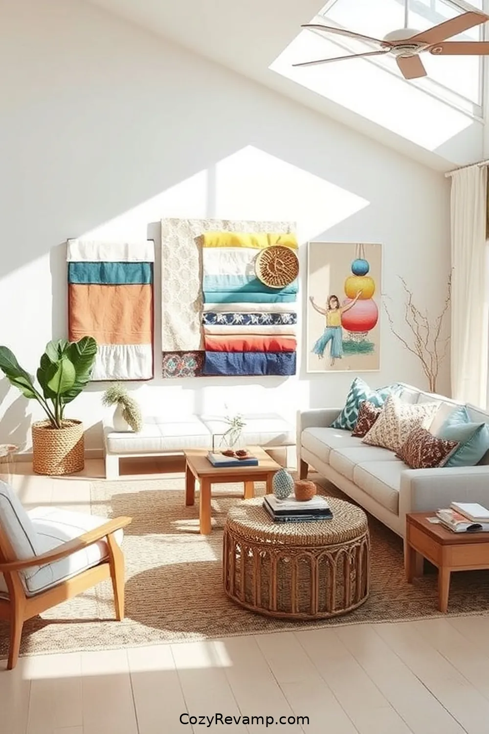 Create a Coastal Living Room With Upcycled Fabric Materials 5 Creating Wall Art From Repurposed Textiles for Create a Coastal Living Room With Upcycled Fabric Materials