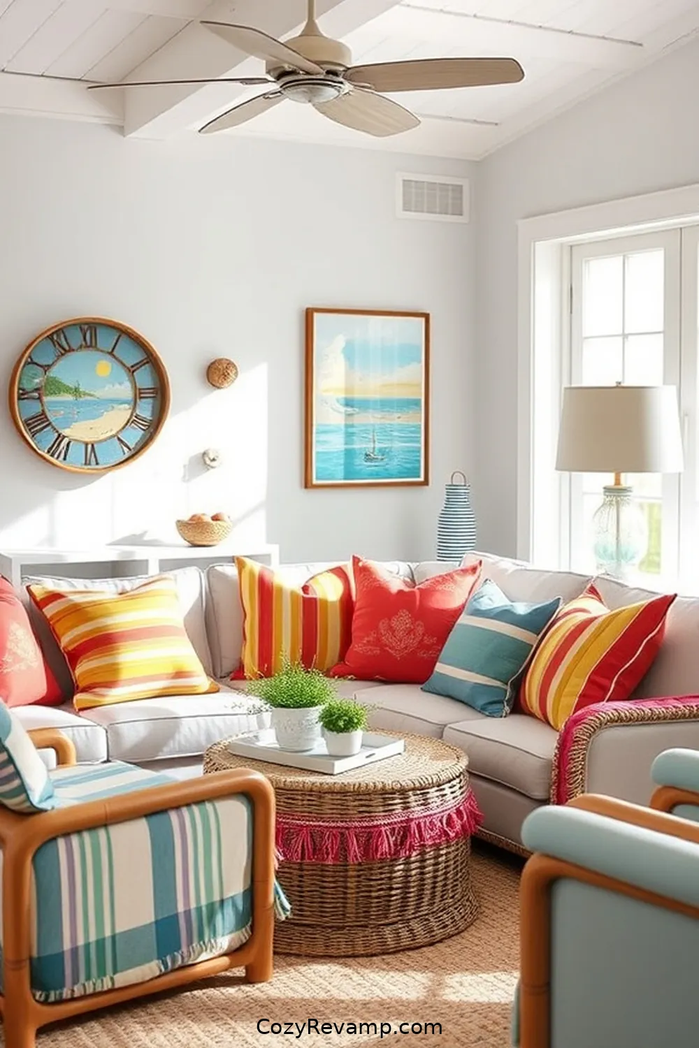 Create a Coastal Living Room With Upcycled Fabric Materials 4 Transforming Vintage Beach Towels Into Cushion Covers for Create a Coastal Living Room With Upcycled Fabric Materials
