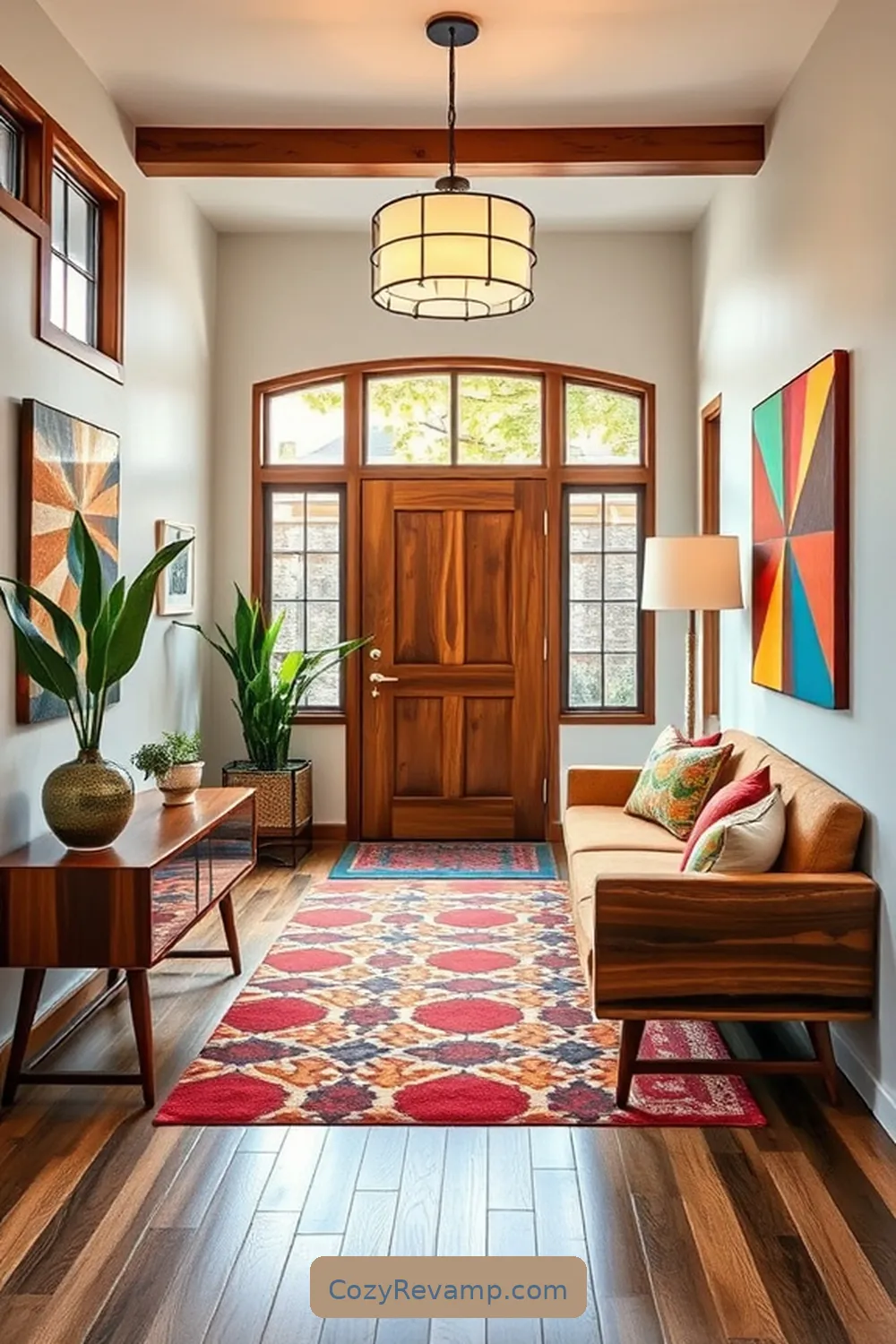 Select Retro Furniture Pieces for Create a Mid-Century Modern Entryway With Reclaimed Materials