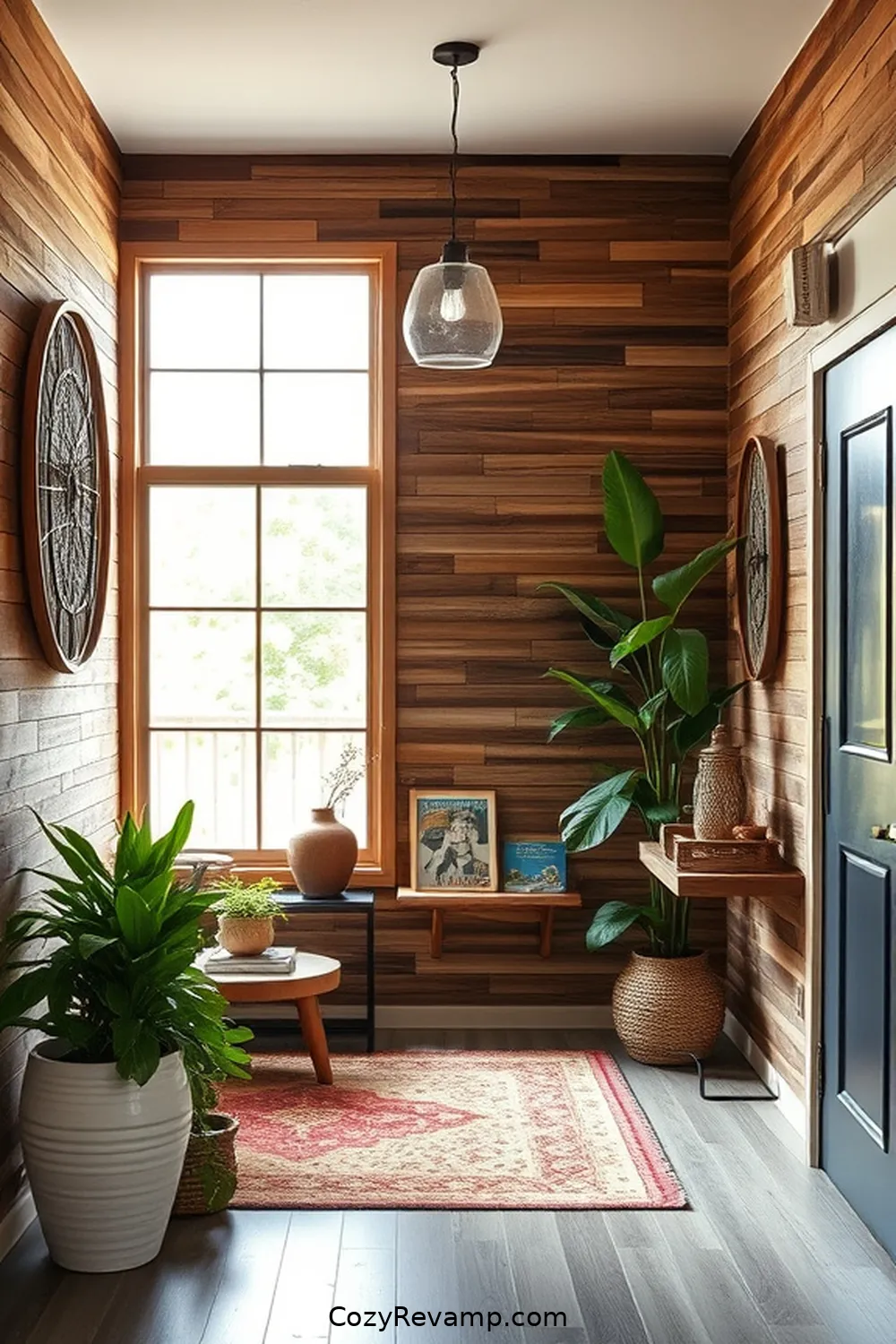 Use Salvaged Materials for Wall Treatments for Create a Mid-Century Modern Entryway With Reclaimed Materials