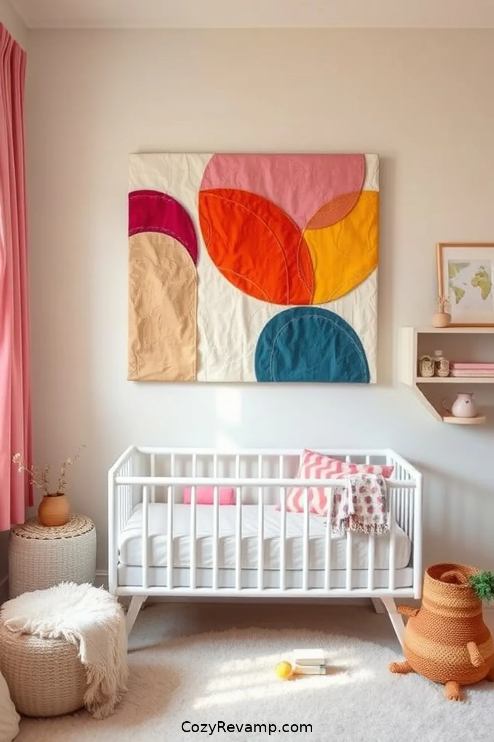 Create a Mid-Century Modern Nursery With Upcycled Fabrics 4 Creating Unique Wall Art With Fabric for Create a Mid-Century Modern Nursery With Upcycled Fabrics