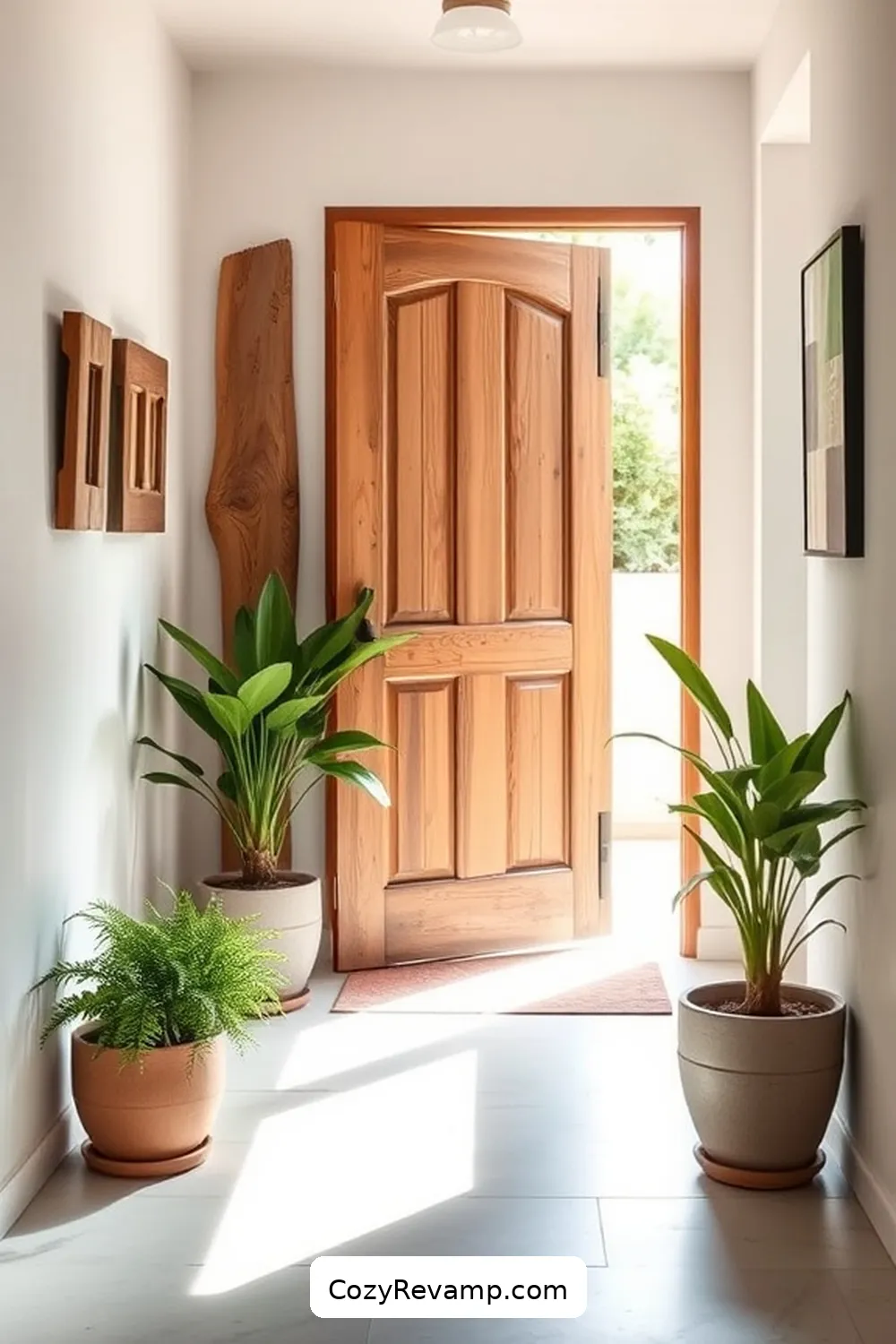 Adding Natural Elements to Your Entryway for Create a Minimalist Entryway With Recycled Wood Material