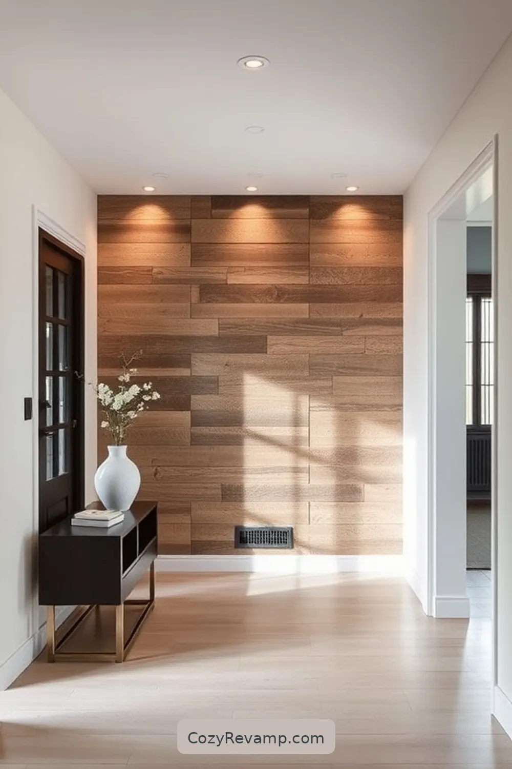 Creating a Statement Wall With Wood Panels for Create a Minimalist Entryway With Recycled Wood Material