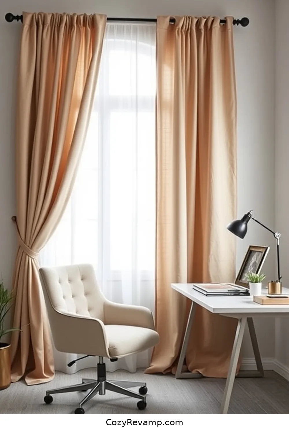 Creative Ways to Use Old Curtains for Create a Minimalist Home Office With Upcycled Fabric Materials