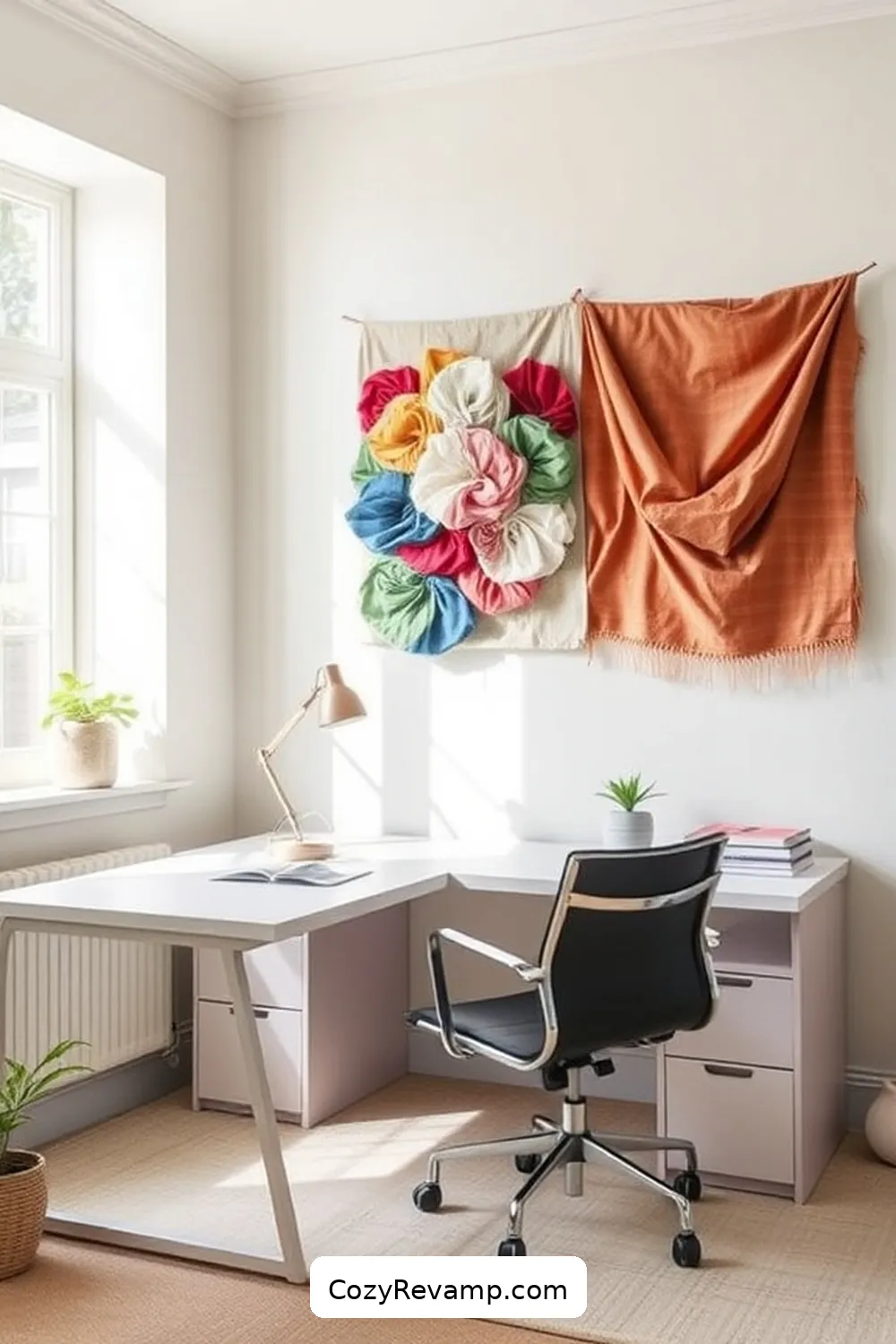 DIY Fabric Wall Art for a Personal Touch for Create a Minimalist Home Office With Upcycled Fabric Materials