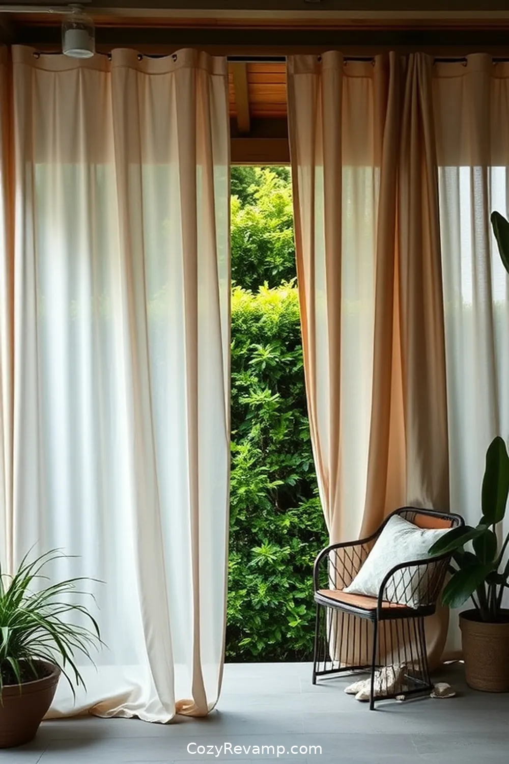 Create a Minimalist Outdoor Patio With Upcycled Fabric 6 Creating Outdoor Curtains for Privacy for Create a Minimalist Outdoor Patio With Upcycled Fabric