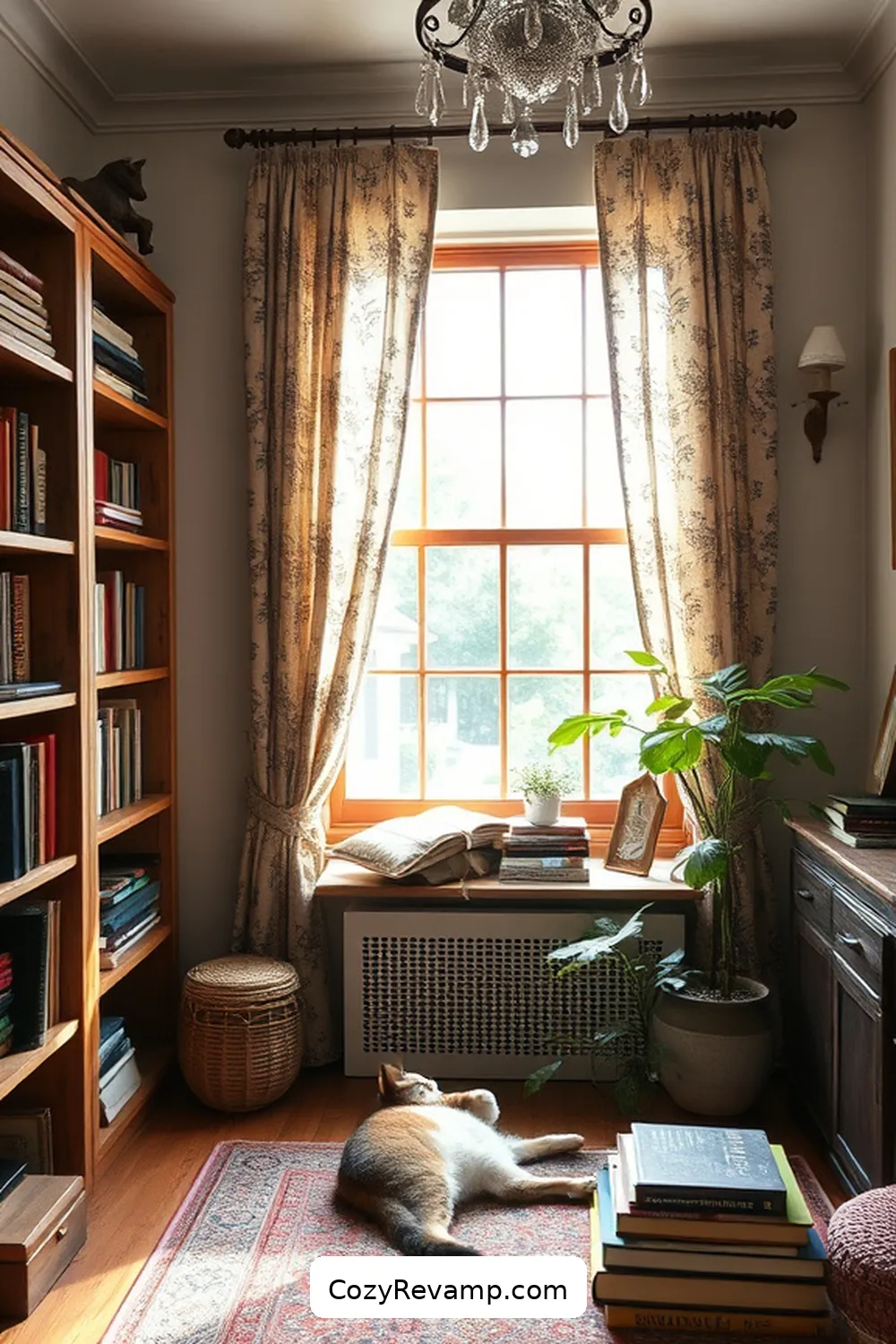 Incorporating Vintage Elements for Create a Modern Farmhouse Library With Upcycled Fabric