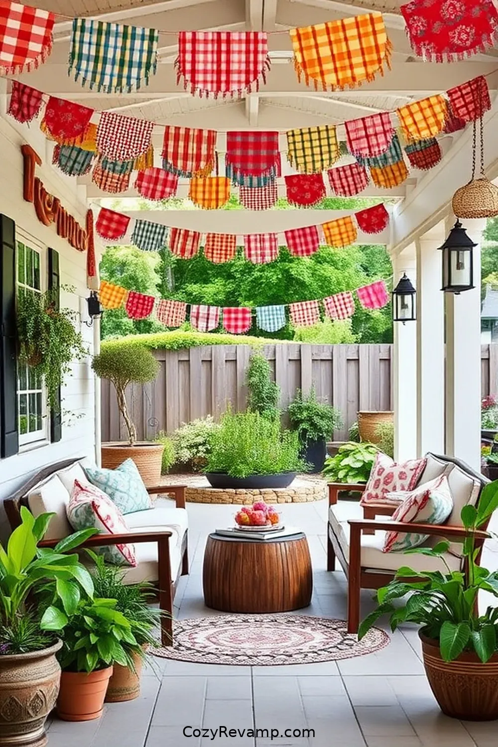Making Eco-Friendly Bunting and Banners for Create a Modern Farmhouse Outdoor Patio With Upcycled Fabrics