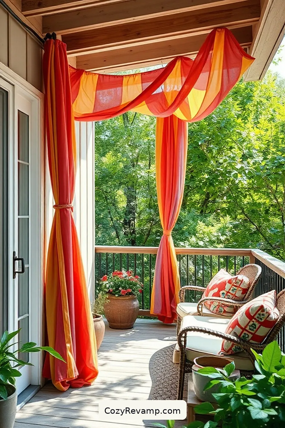 Outdoor Curtains: Creating Privacy and Shade for Create a Modern Farmhouse Outdoor Patio With Upcycled Fabrics